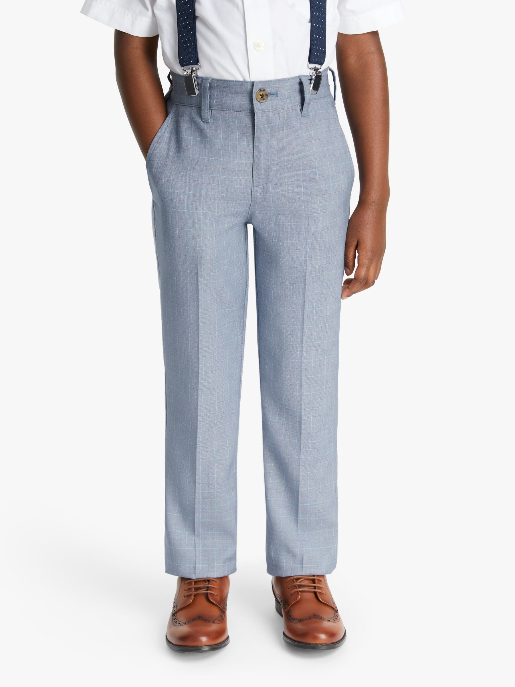 Image of John Lewis and Partners Heirloom Collection Boys Check Trousers Blue