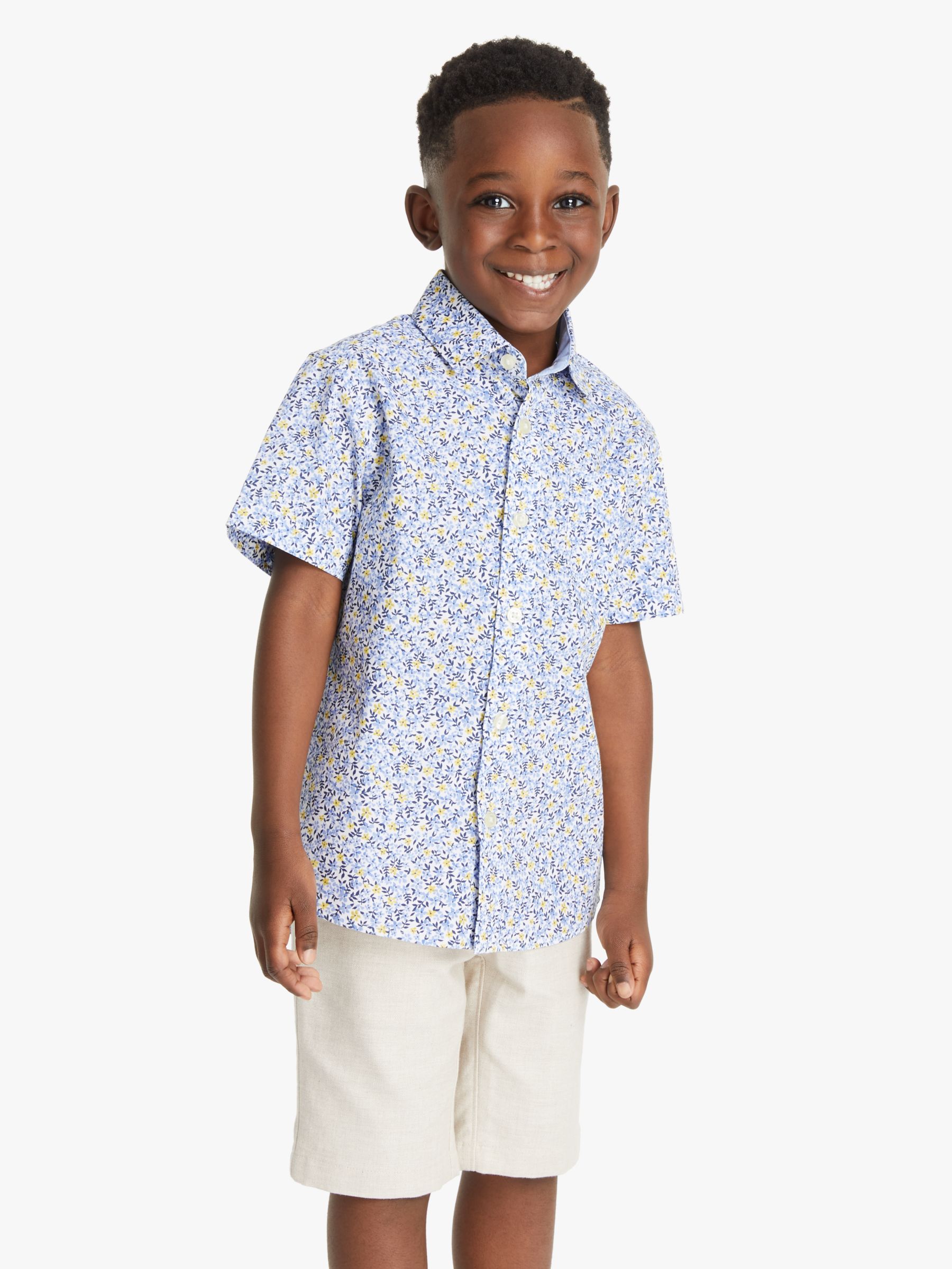 Image of John Lewis and Partners Heirloom Collection Boys Floral Cotton Shirt Multi