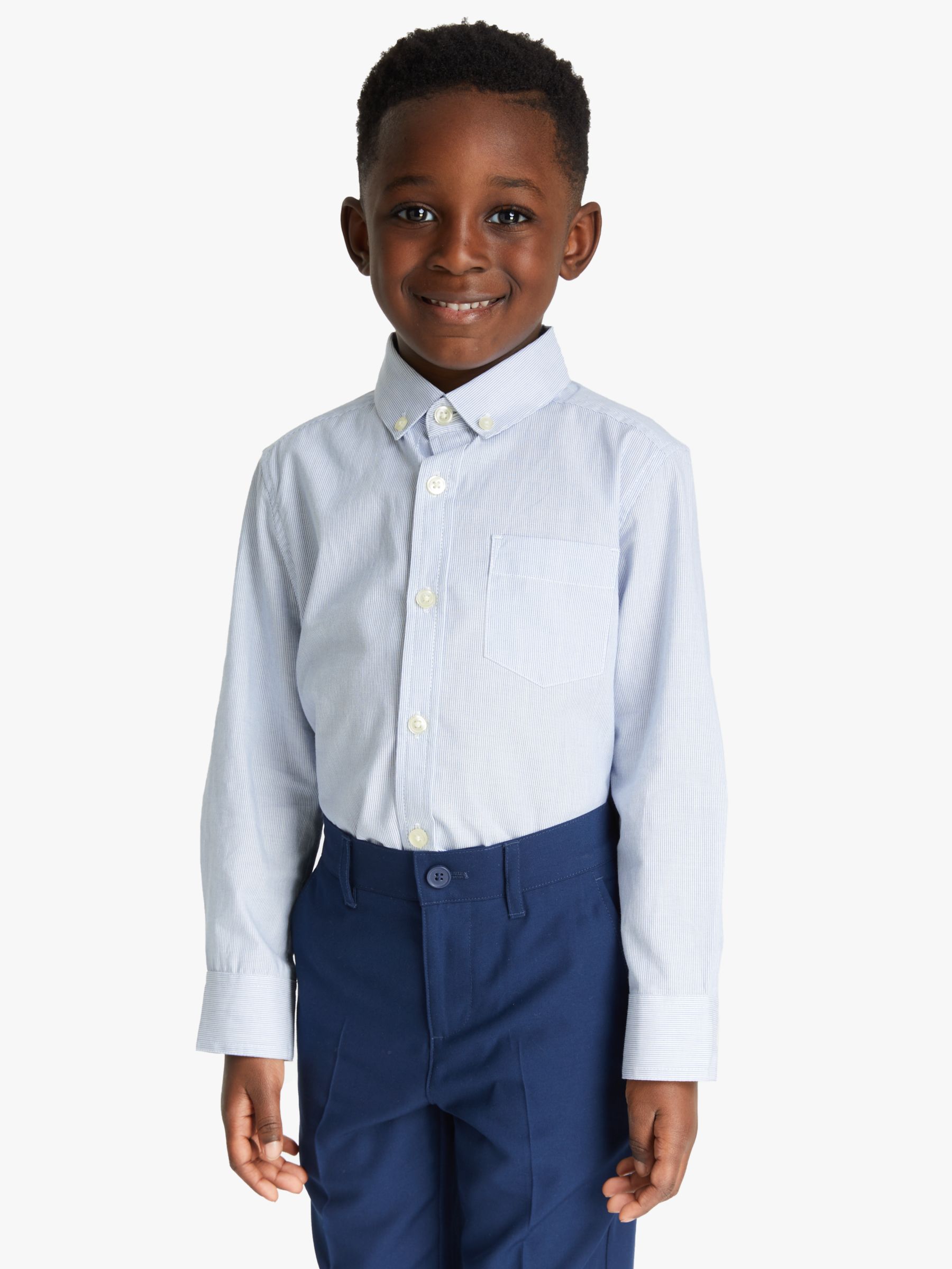 Image of John Lewis and Partners Heirloom Collection Boys Fine Stripe Shirt Light Blue