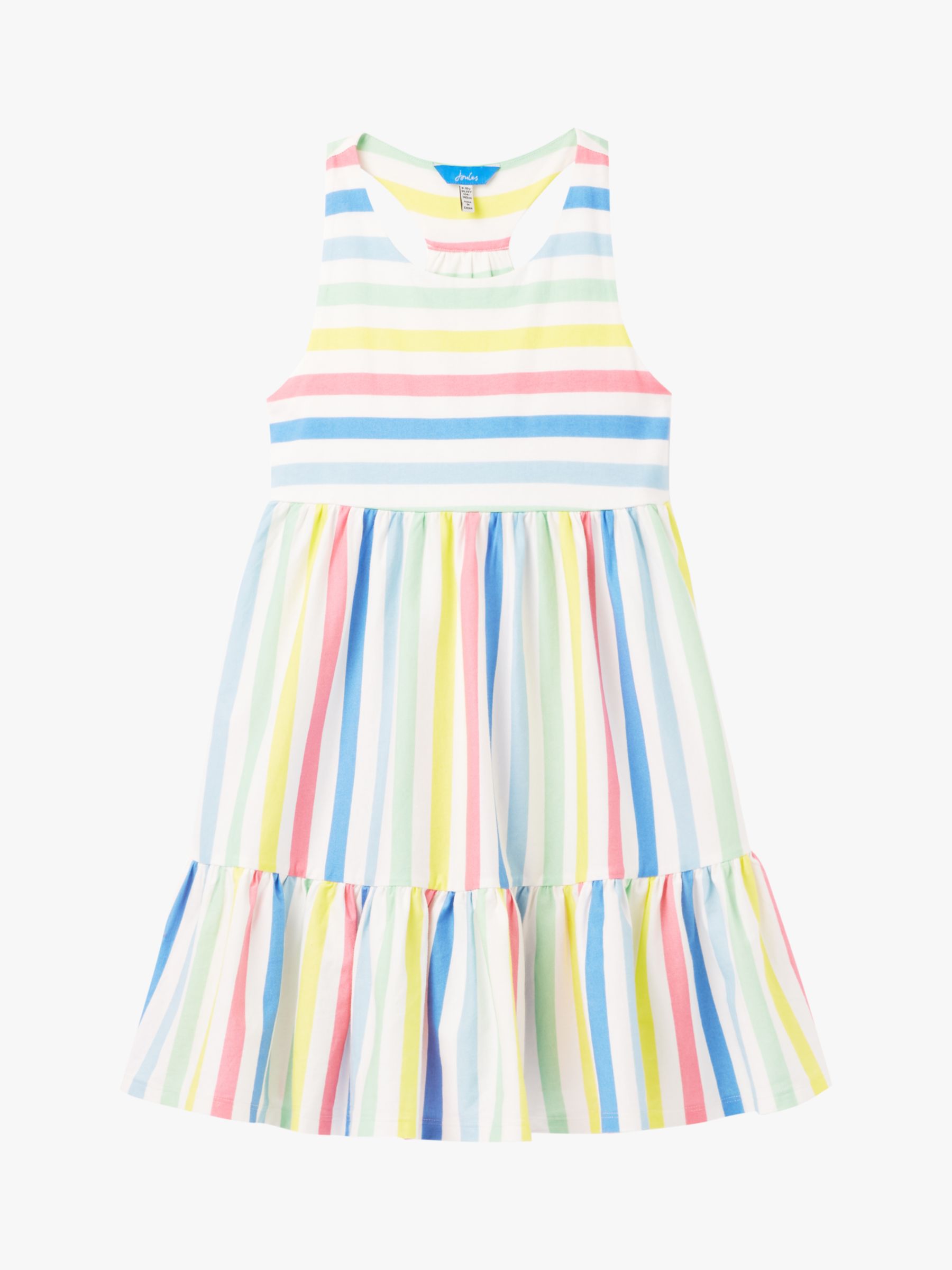Image of Little Joule Girls Juno Tiered Stripe Dress Rainbow