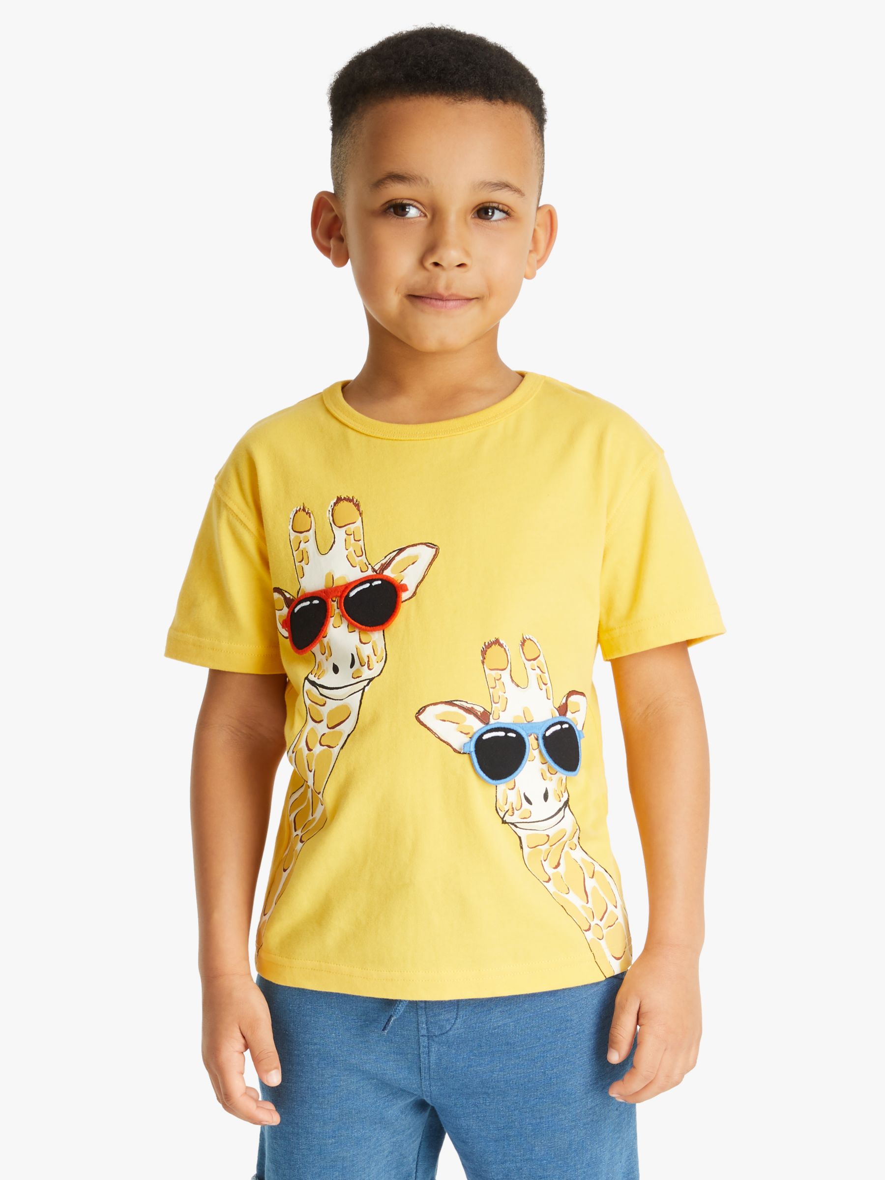 Image of John Lewis and Partners Boys Interactive Giraffe Print TShirt Yellow