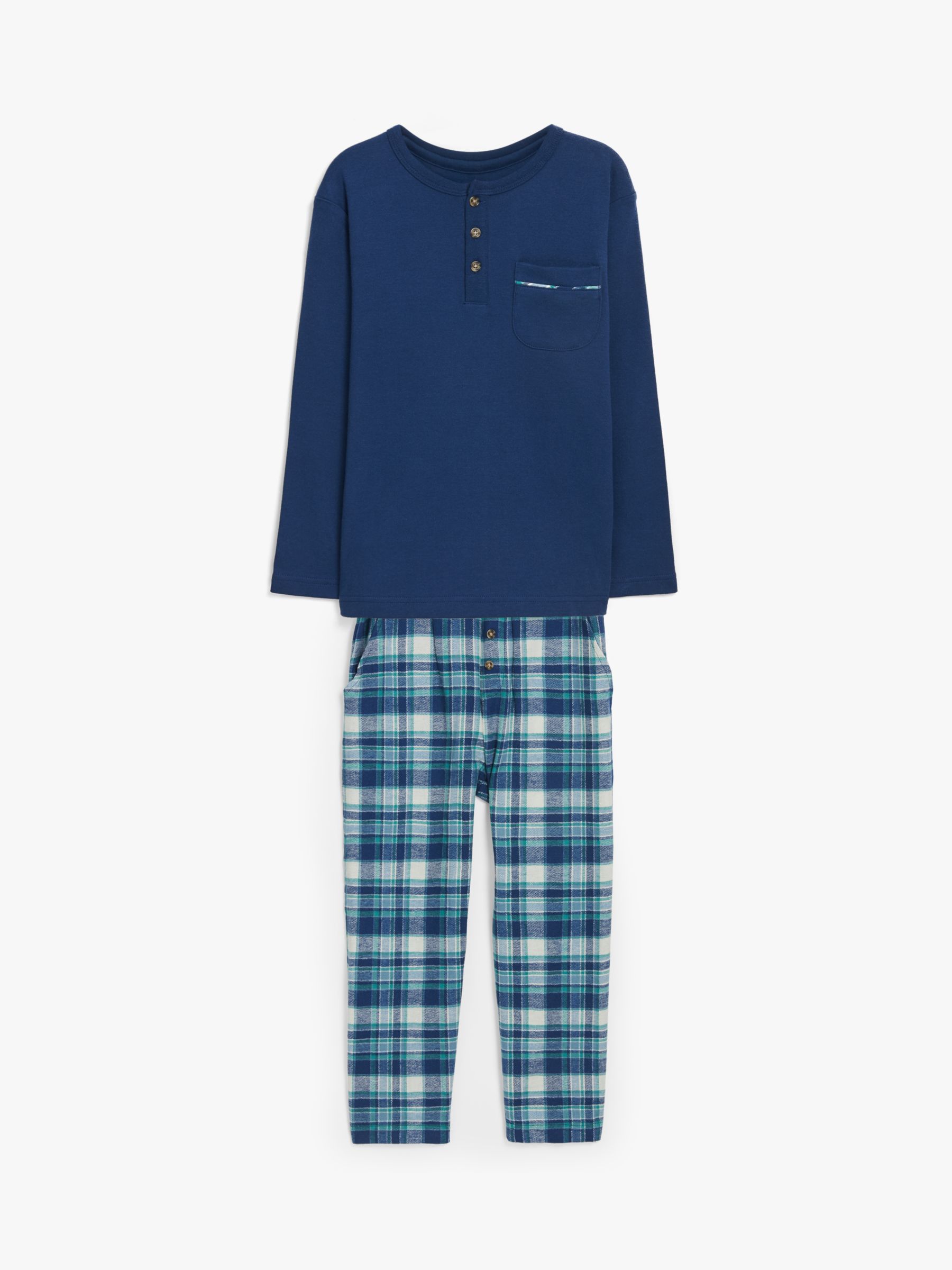 Image of John Lewis and Partners Boys Check Pyjamas Blue