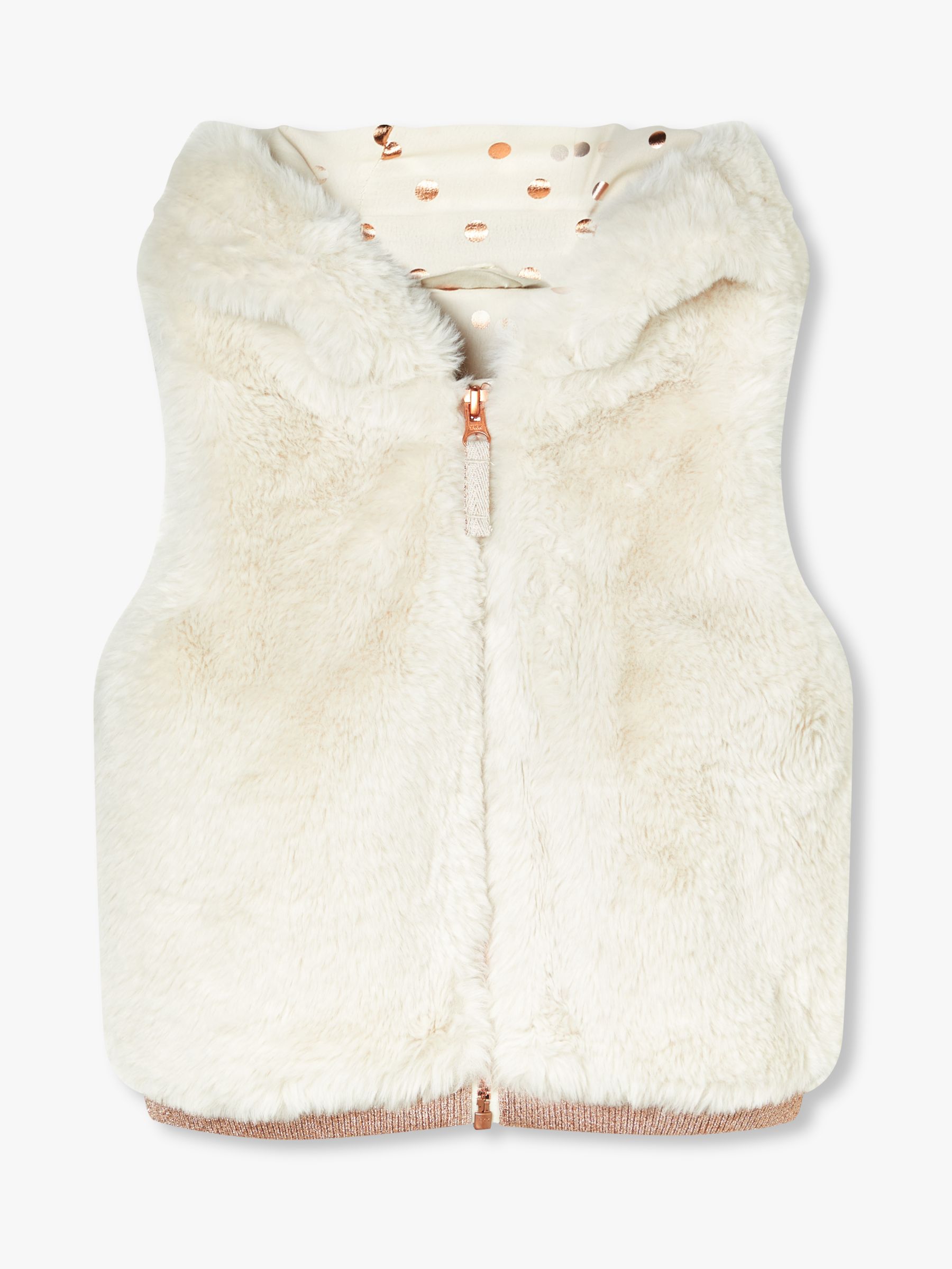 Image of John Lewis and Partners Girls Sporty Faux Fur Gilet Cream
