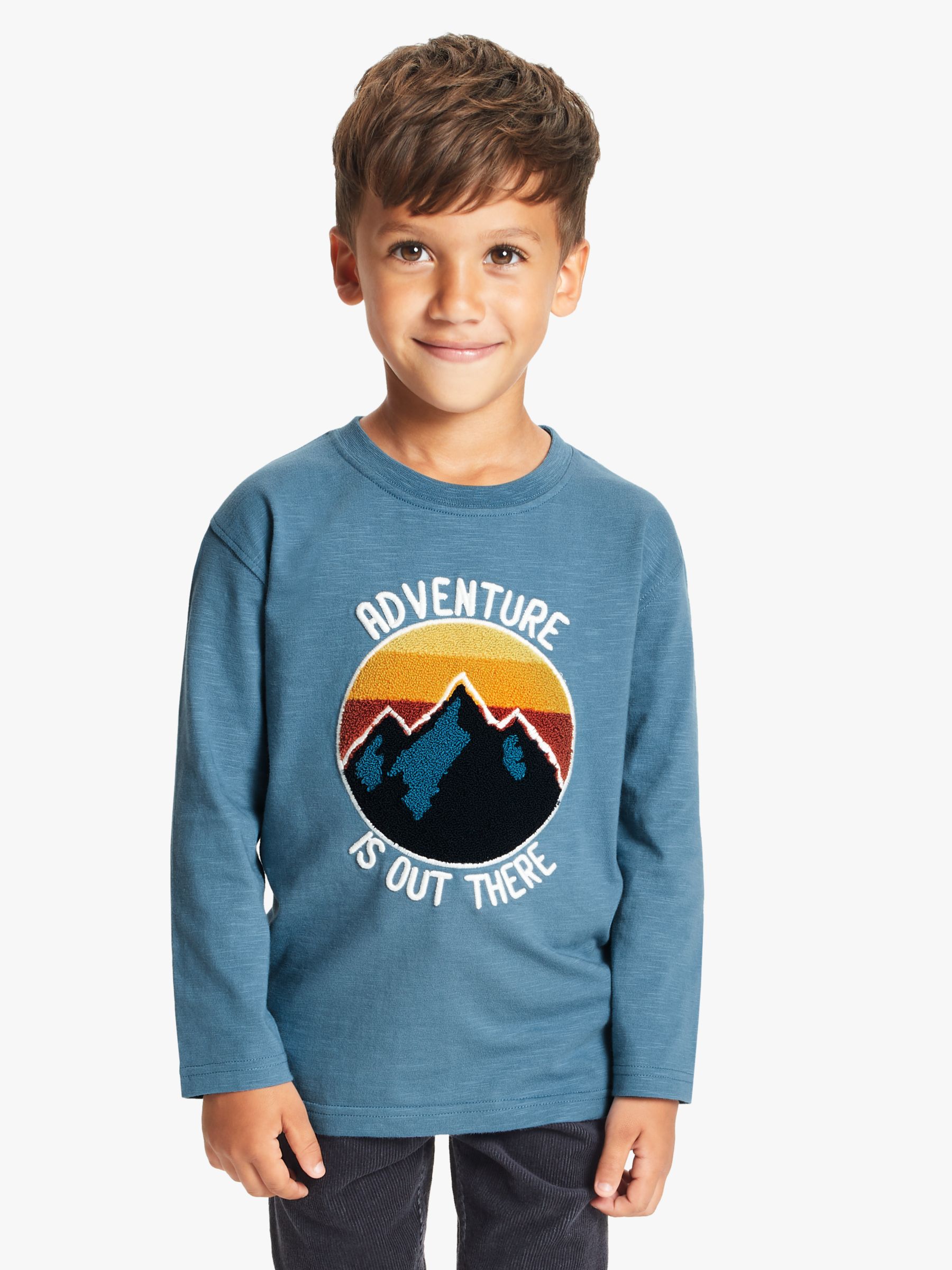 Image of John Lewis and Partners Boys Boucle Mountain Long Sleeved Top Blue