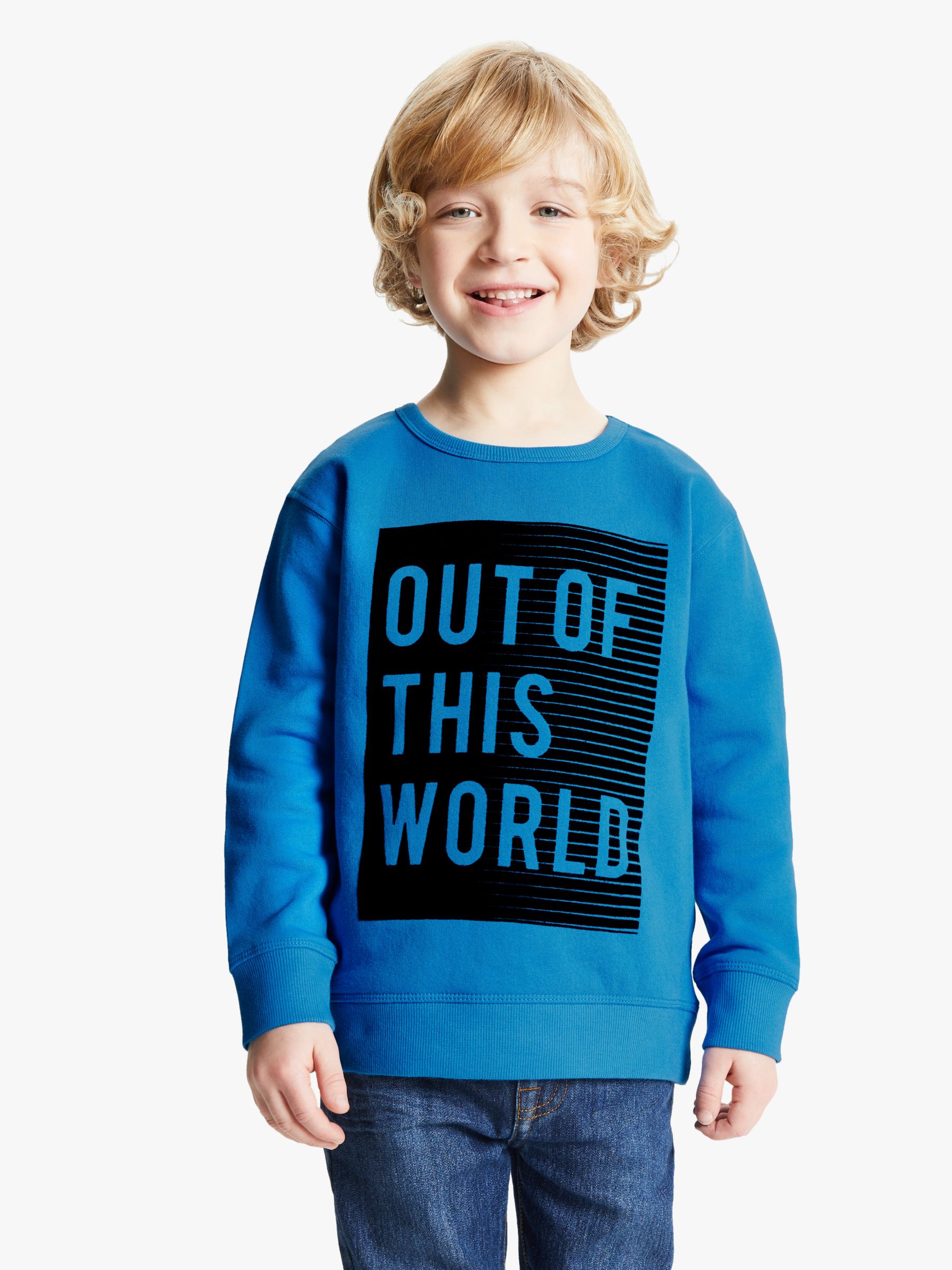Image of John Lewis and Partners Boys Out Of This World Crew Neck Sweatshirt Blue