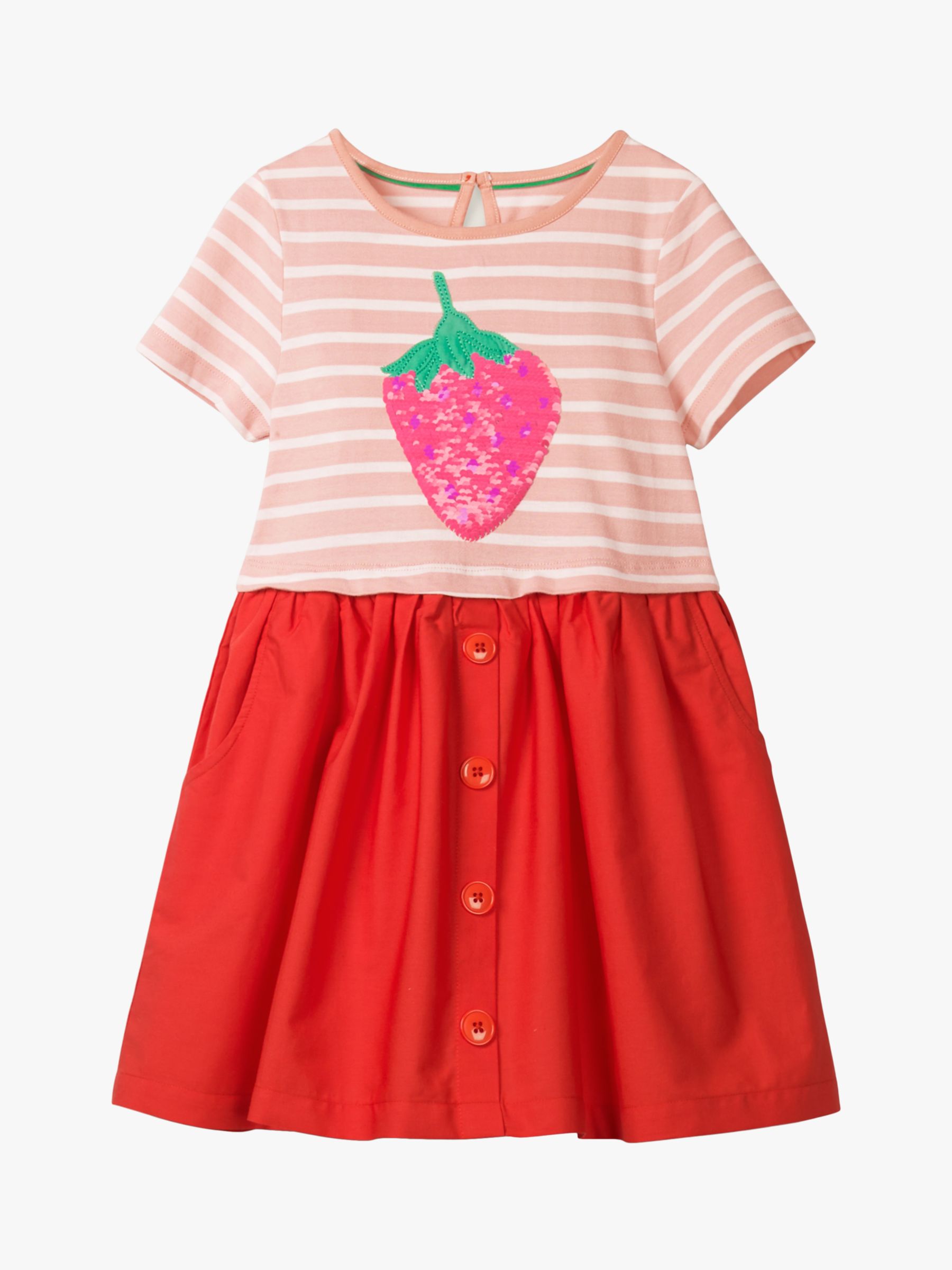 Image of Mini Boden Girls Strawberry Sequin Colour Change Dress Boto Pink
