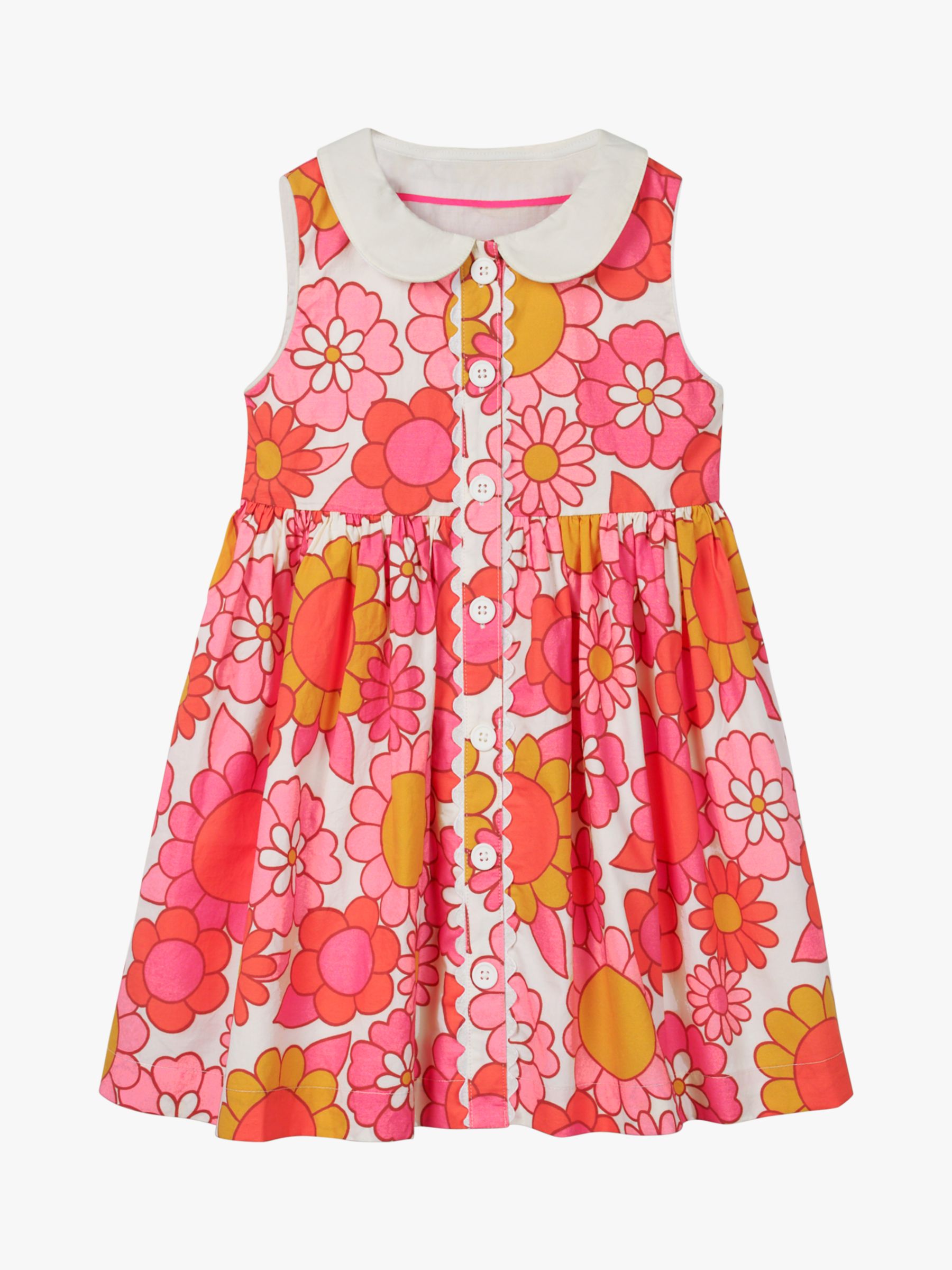Image of Mini Boden Girls Woven Floral Collared Dress PinkWhite
