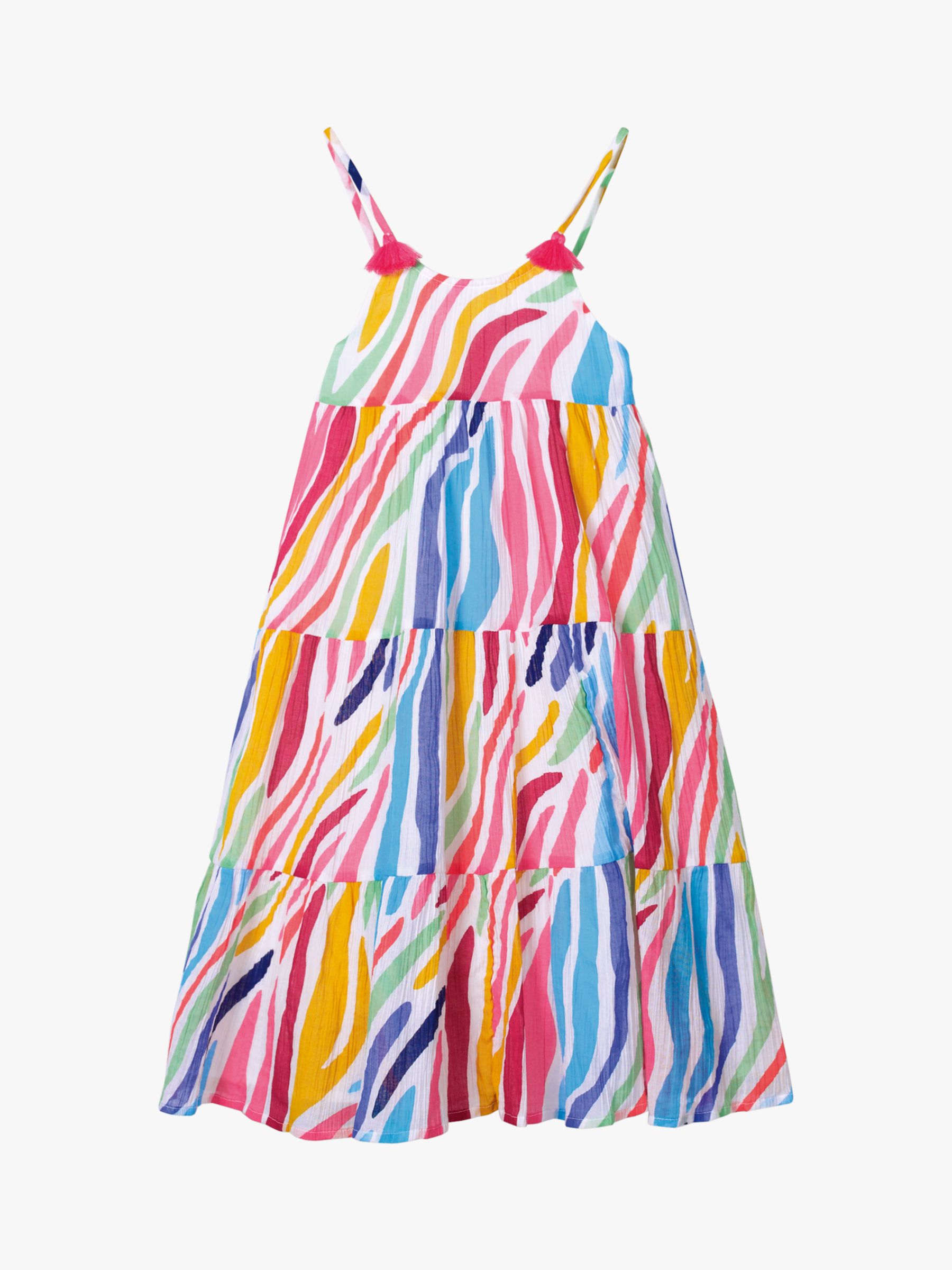 Image of Mini Boden Girls Tassel Tiered Dress Multi