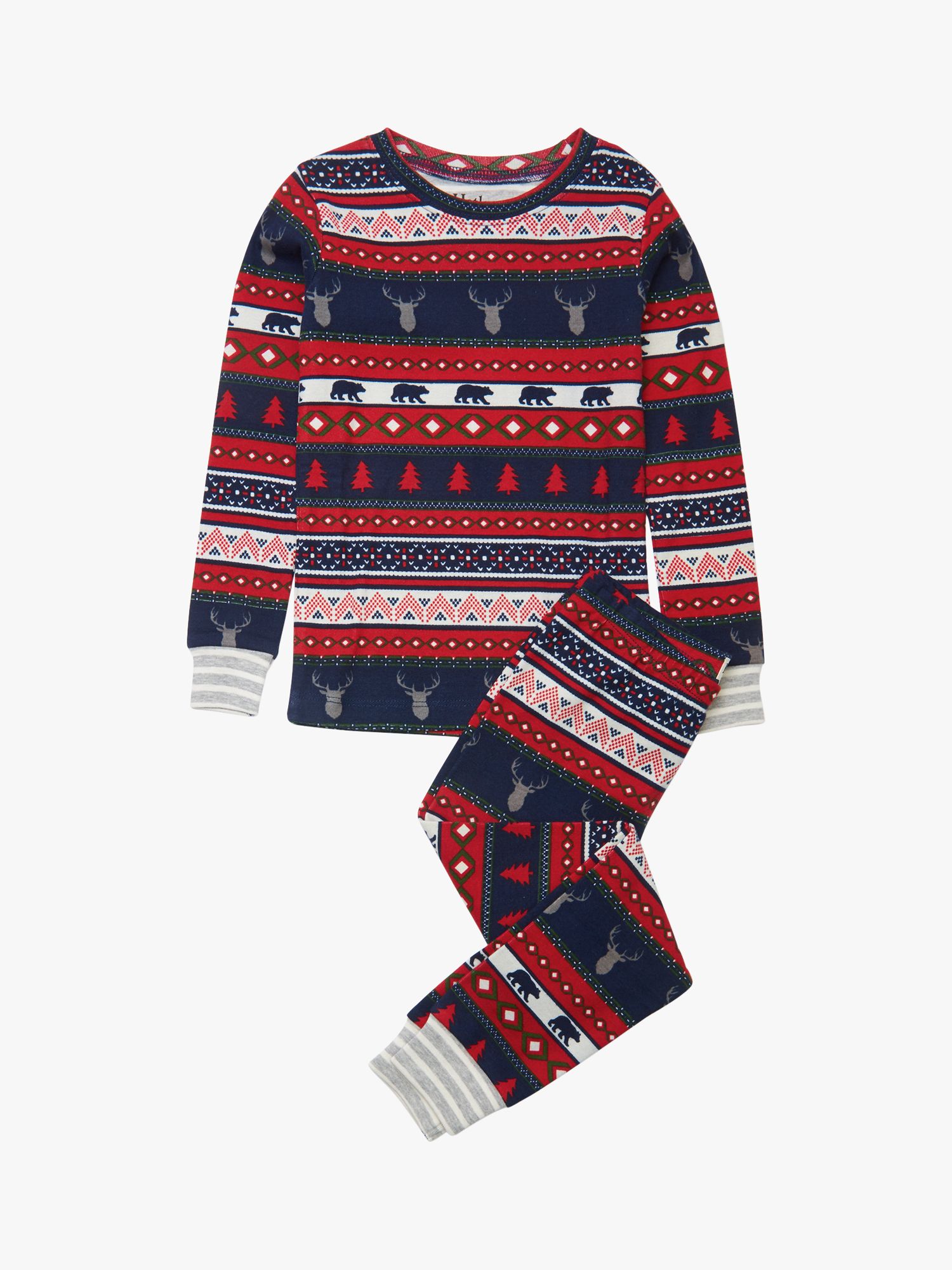 Image of Hatley Boys Organic Cotton Fairisle Christmas Print Pyjama Set Multi