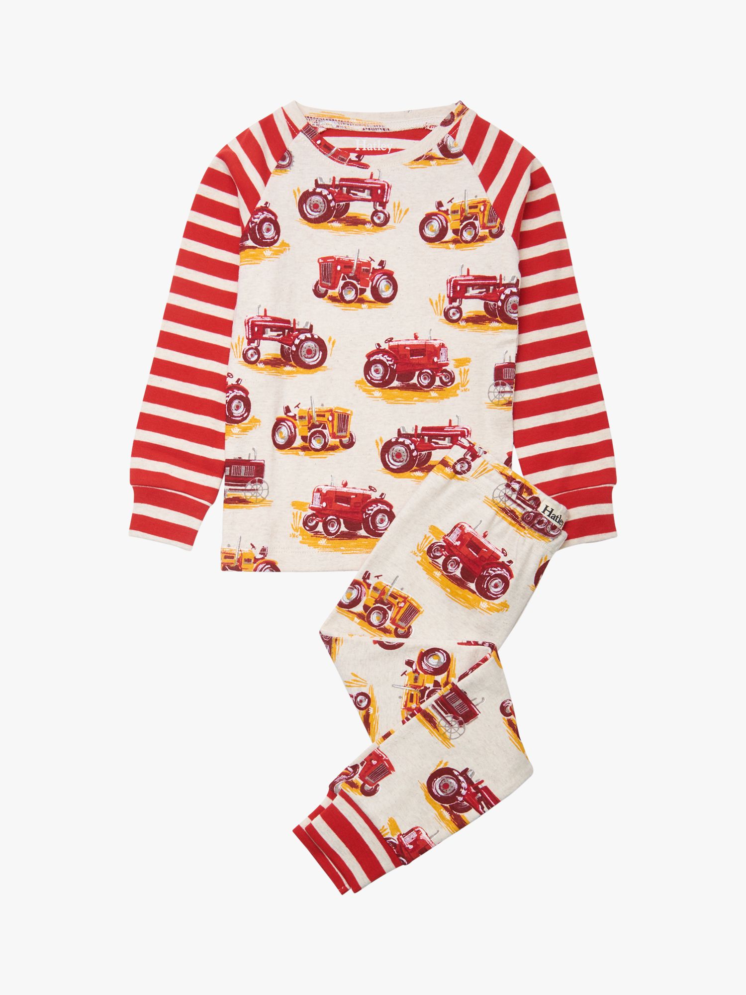 Image of Hatley Boys All Over Tractor Print Pyjama Set Cream