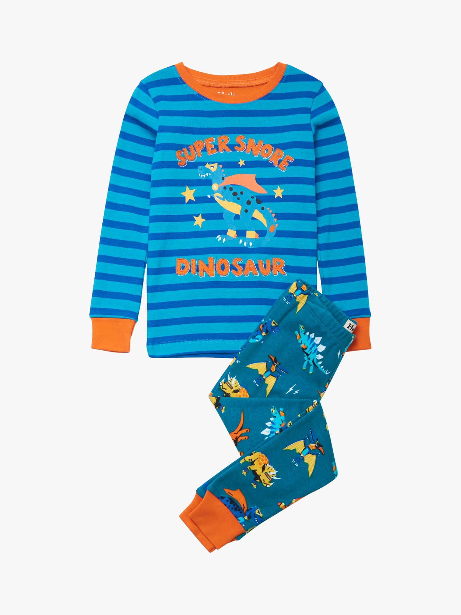 Image of Hatley Boys Organic Cotton Dinosaur Appliqu Pyjama Set Blue