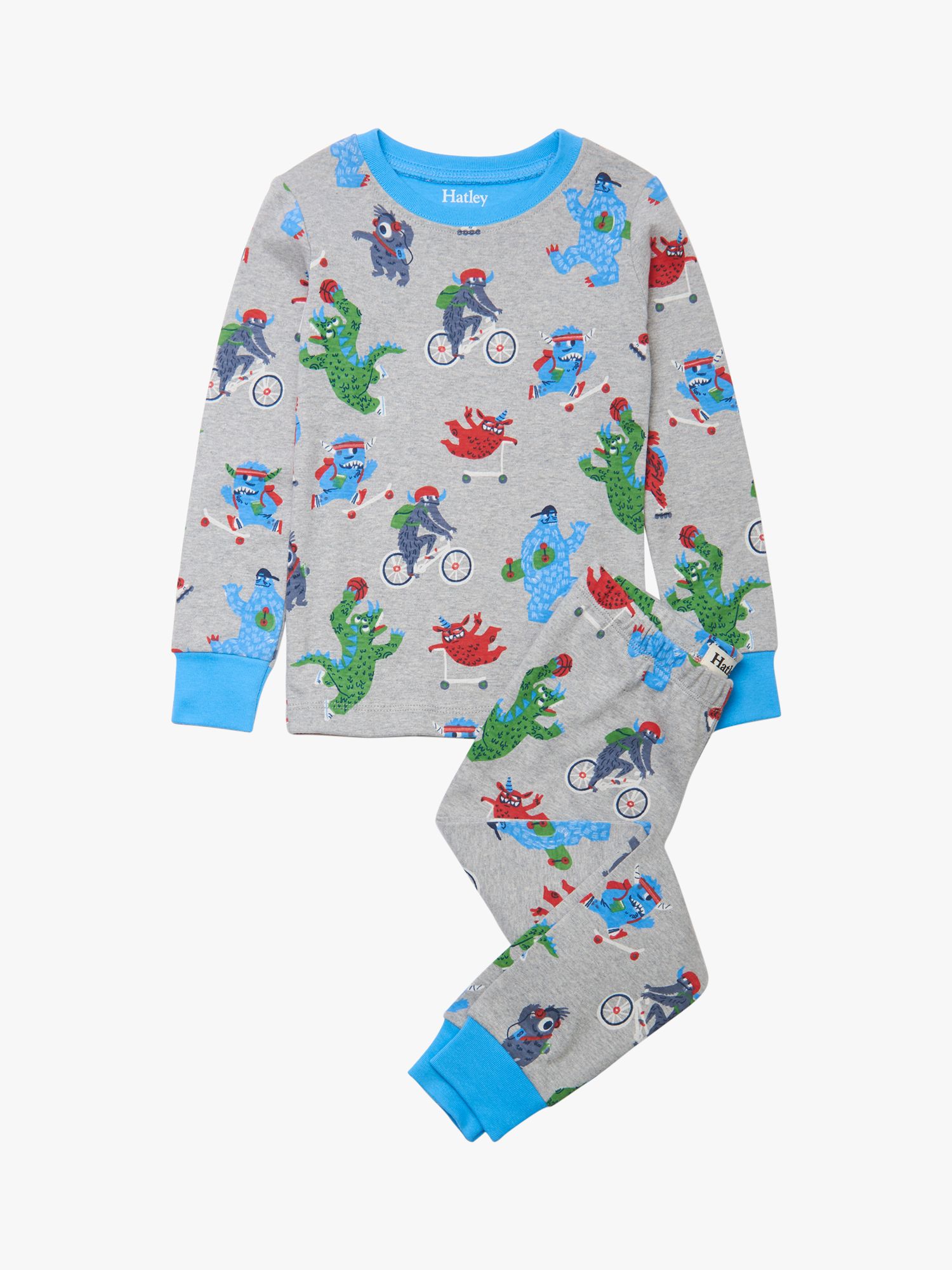 Image of Hatley Boys All Over Monster Print Pyjama Set Grey
