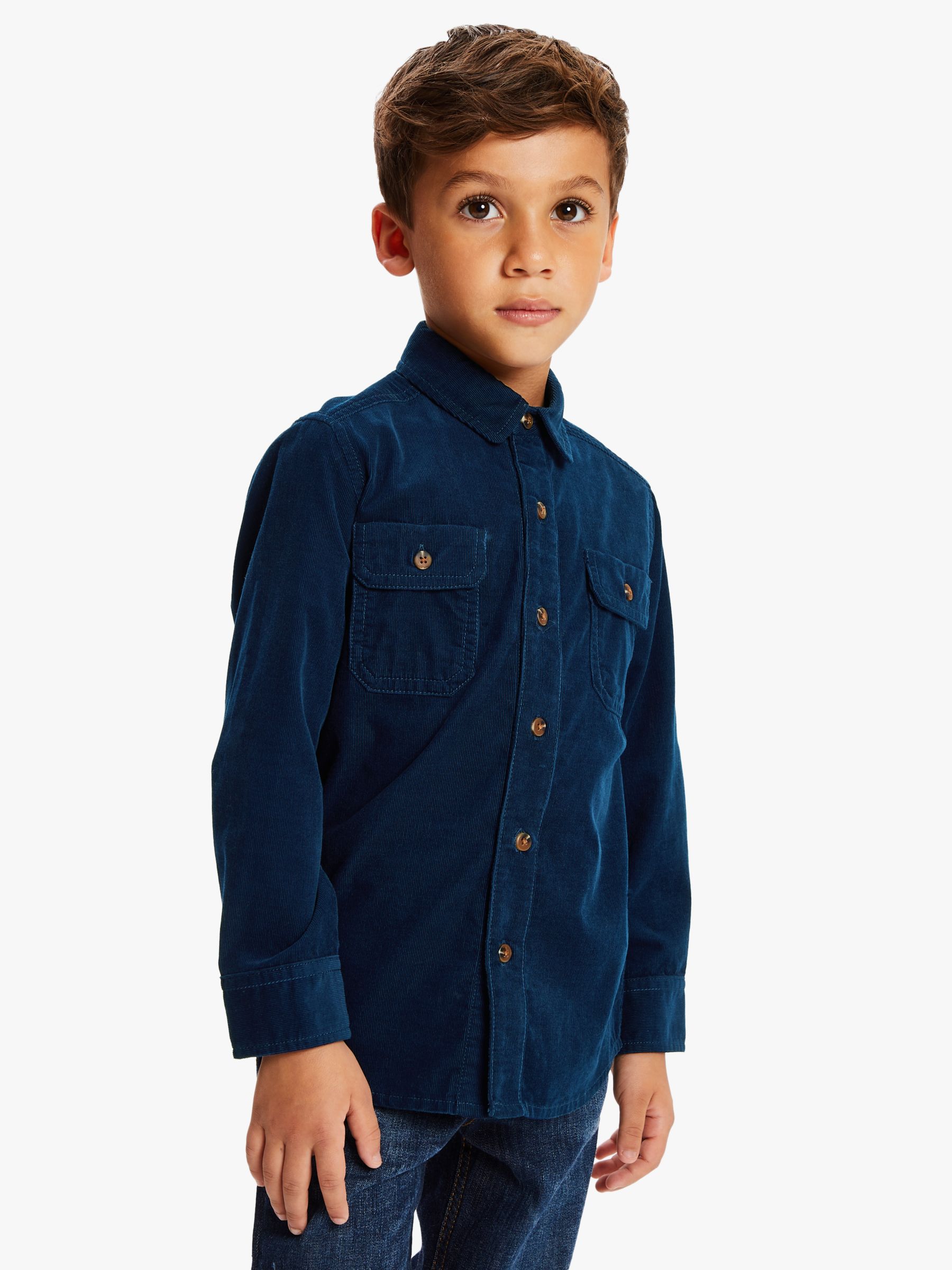 Image of John Lewis and Partners Boys Cord Shirt Blue