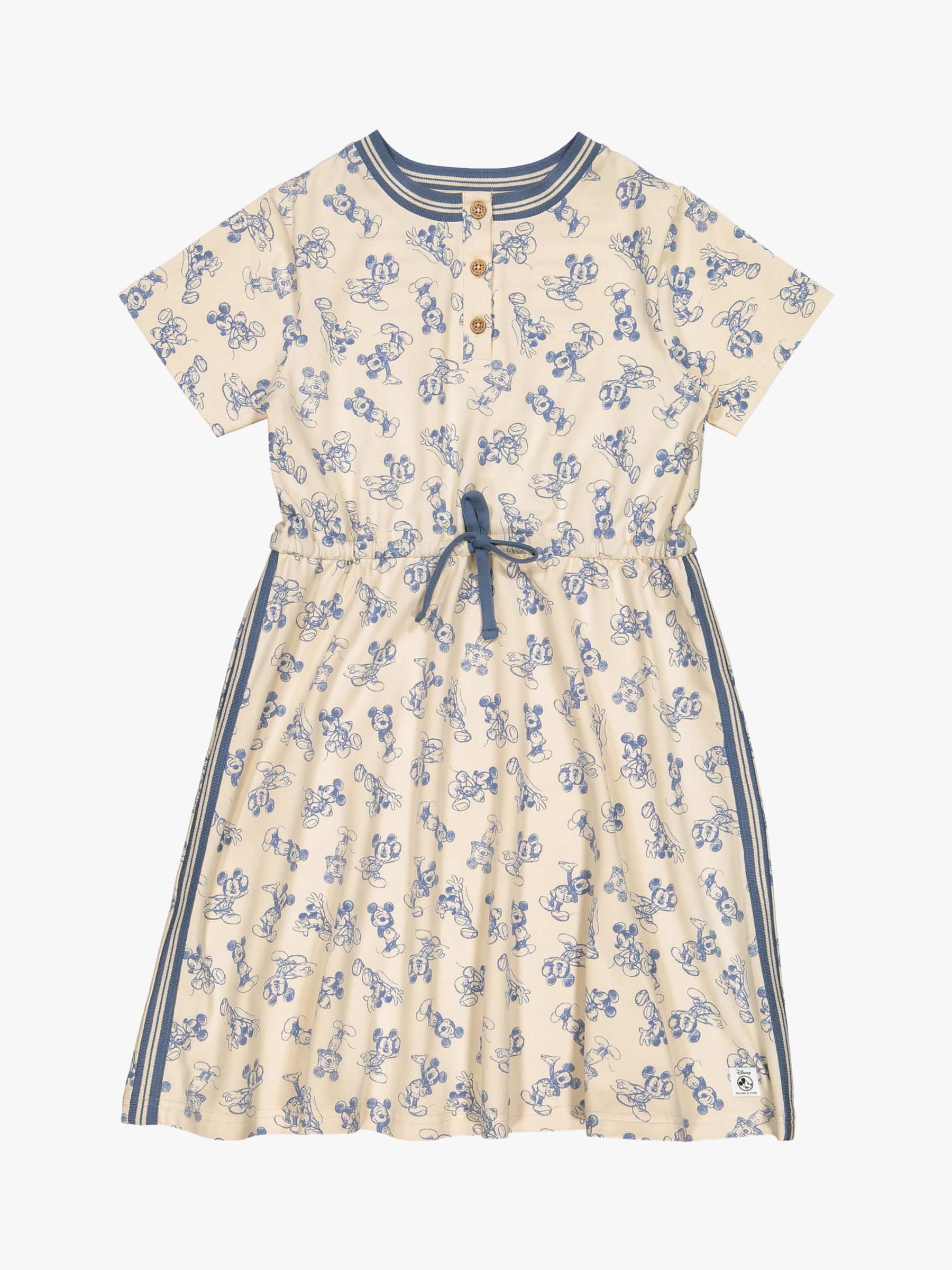 Image of Polarn O Pyret Girls GOTS Organic Cotton Mickey Mouse Dress Beige