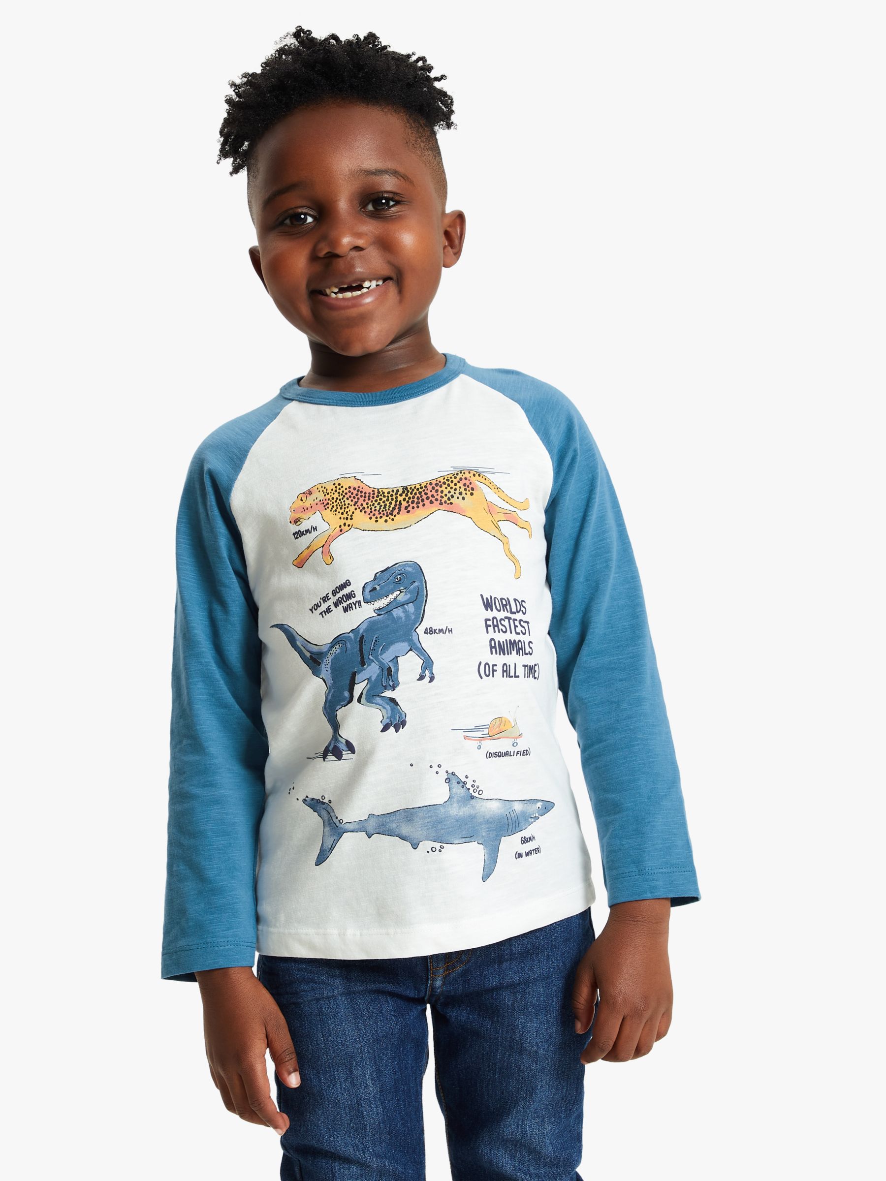 Image of John Lewis and Partners Boys Worlds Fastest Animals Long Sleeve Top Multi