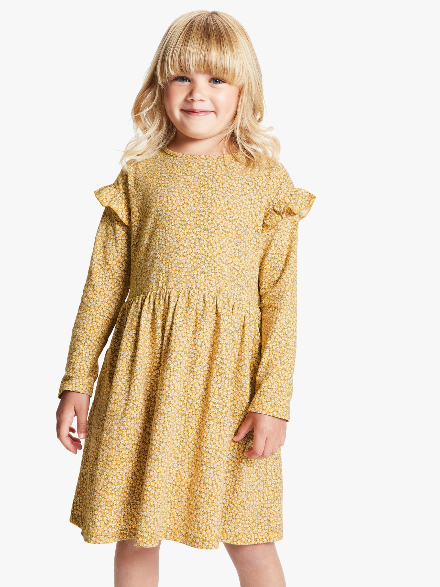 Image of John Lewis and Partners Girls Floral Print Dress Yellow