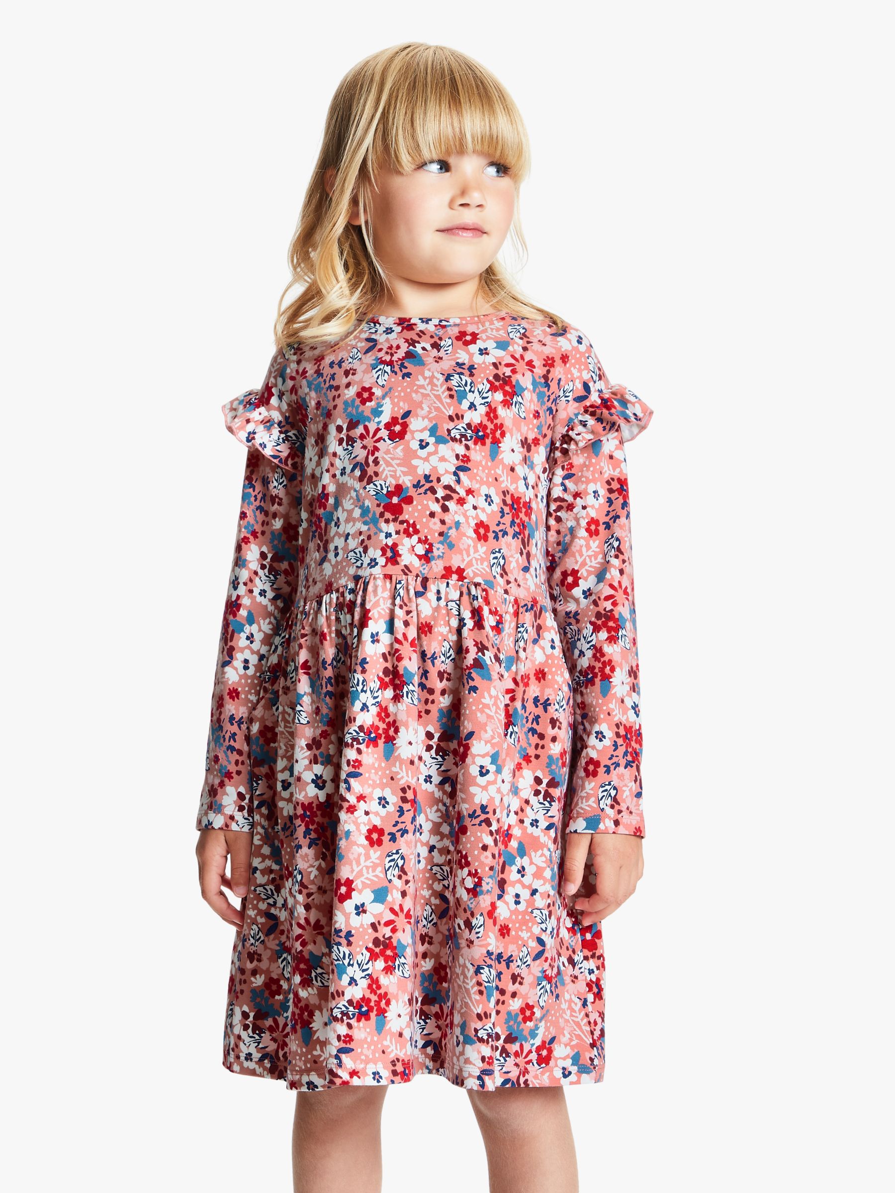 Image of John Lewis and Partners Girls Floral Print Dress Pink