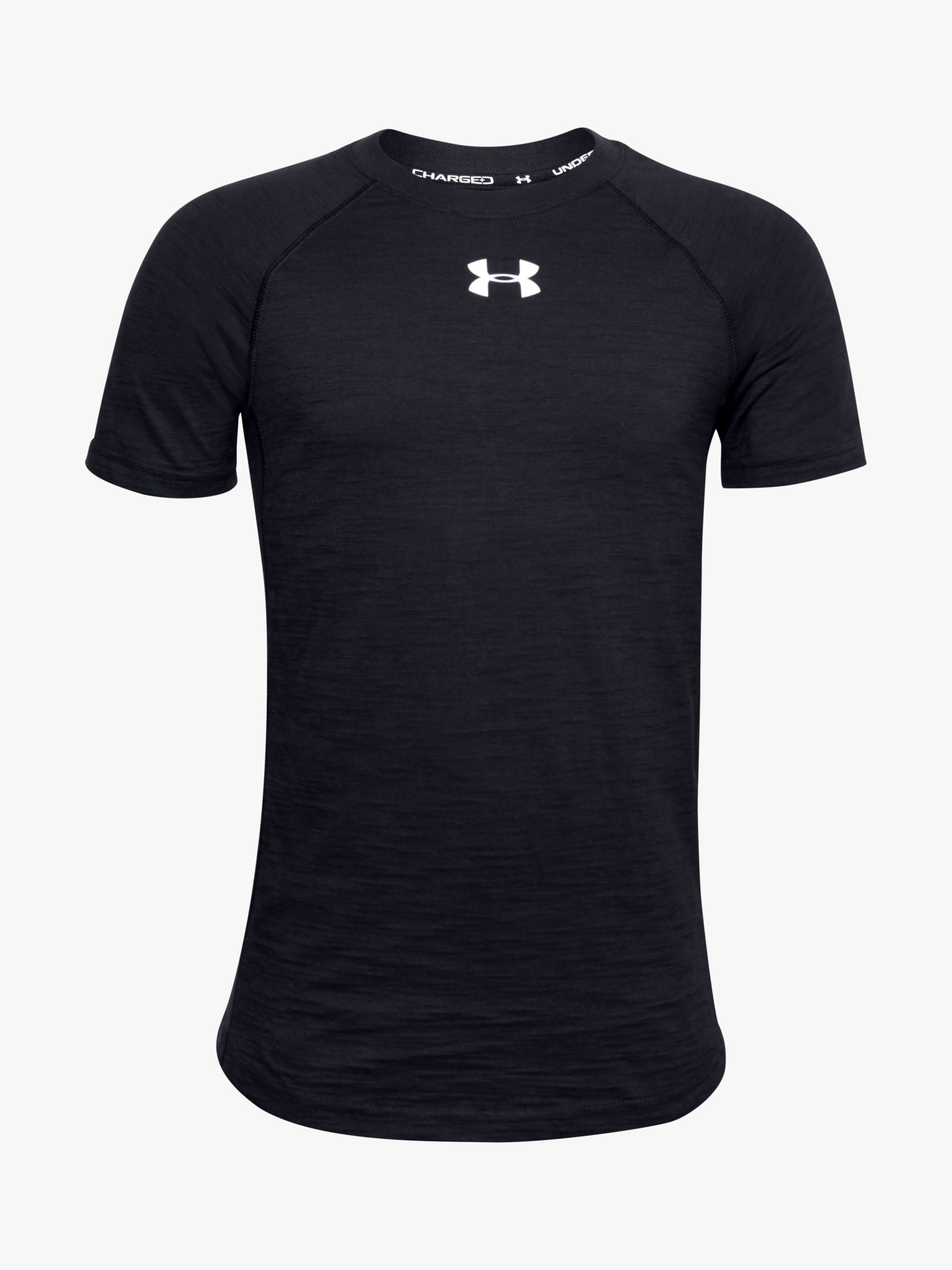 Image of Under Armour Boys Charged Cotton Short Sleeve Training Top Black