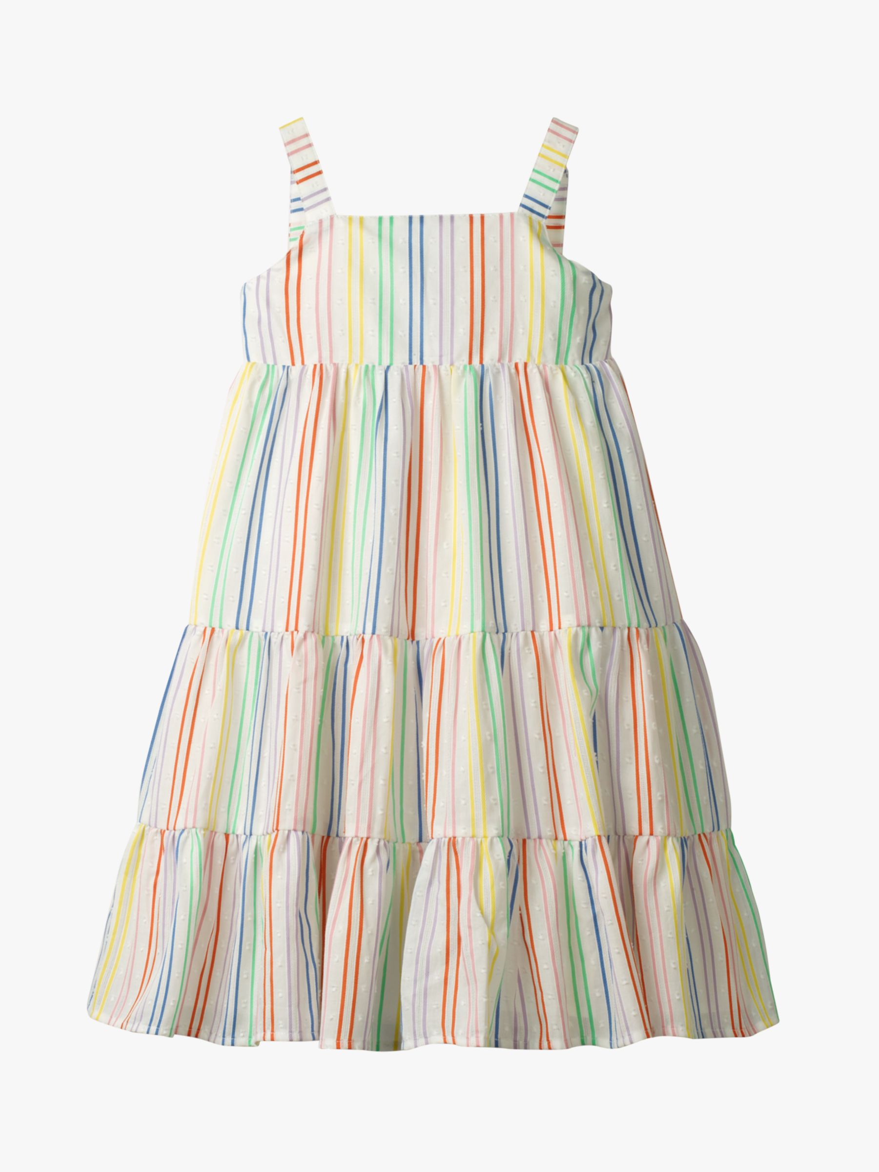 Image of Mini Boden Girls Tiered Stripe Summer Dress Rainbow