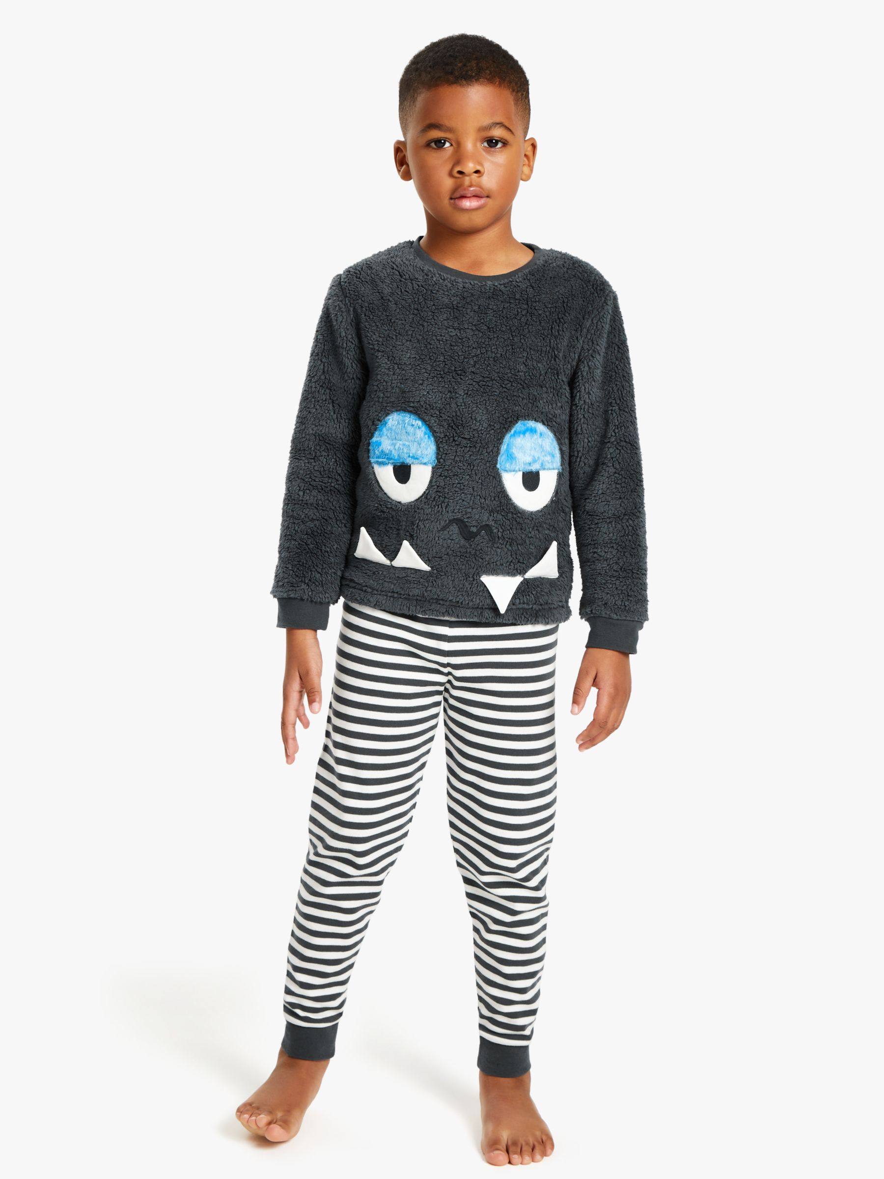 Image of John Lewis and Partners Boys Monster Stripe Print Pyjamas Multi