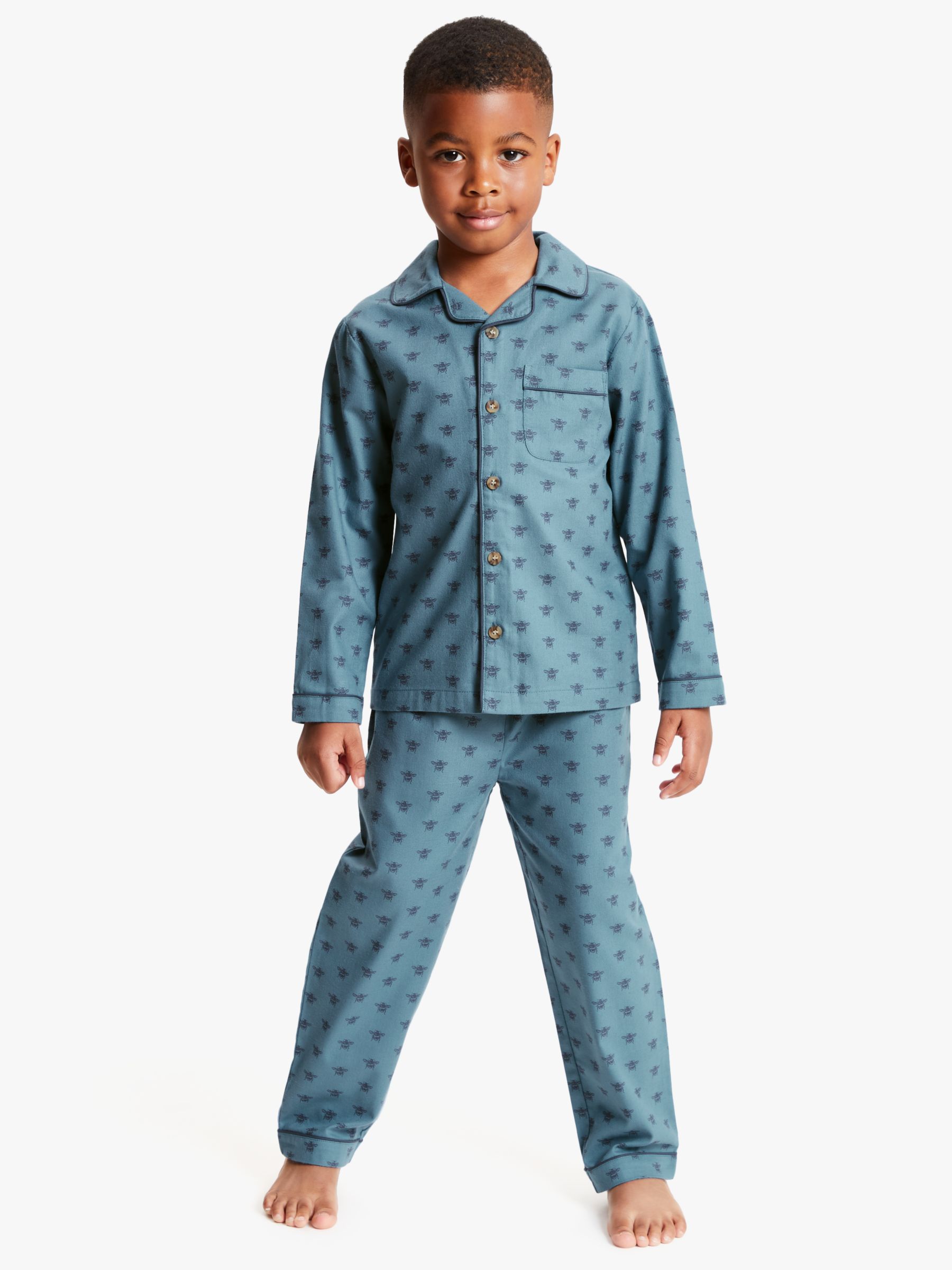 Image of John Lewis and Partners Heirloom Collection Boys Bee Print Pyjamas Blue