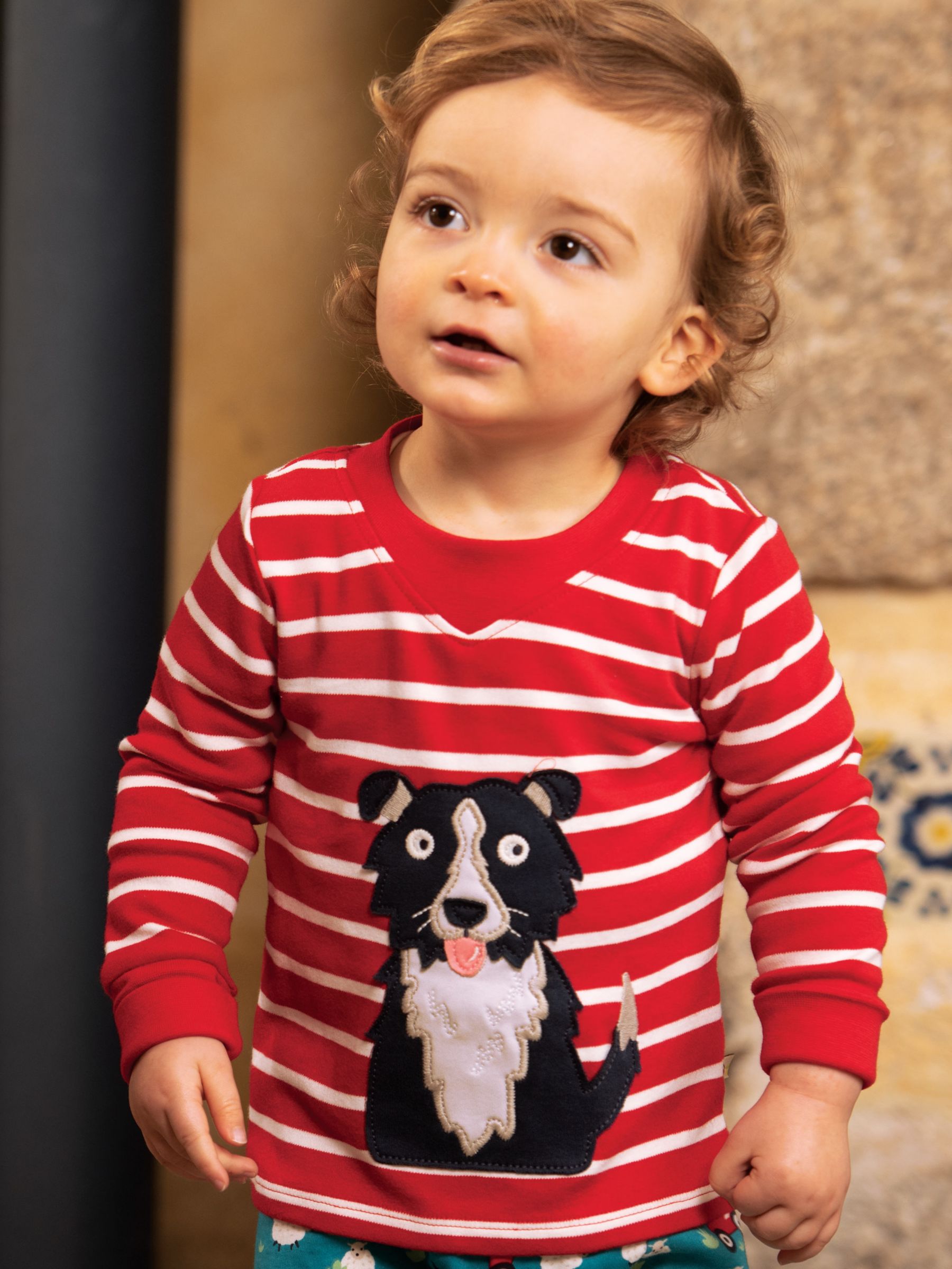 Image of Frugi Childrens GOTS Organic Cotton Dog Top Red