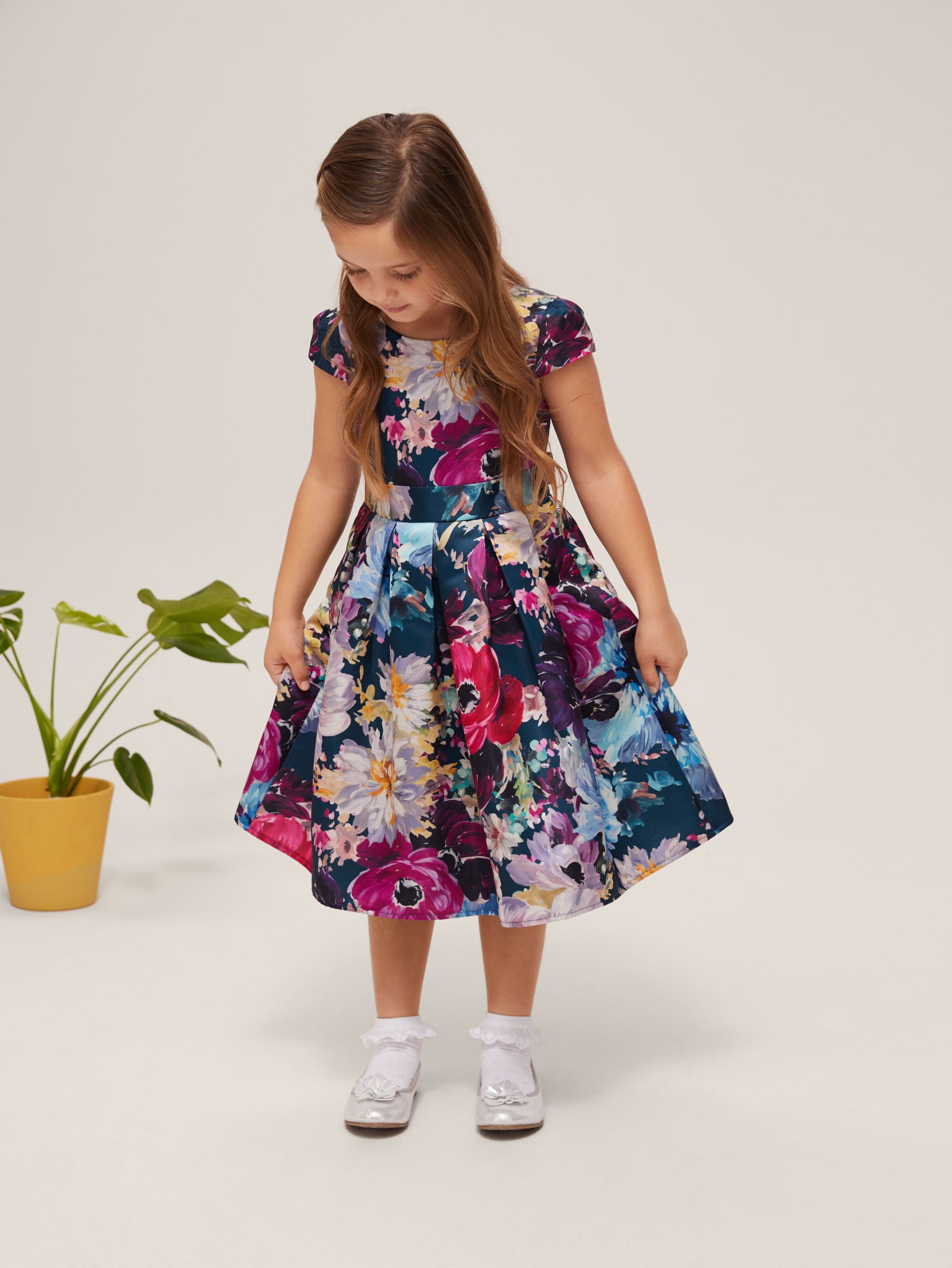 Image of John Lewis and Partners Heirloom Collection Girls Satin Dress Multi
