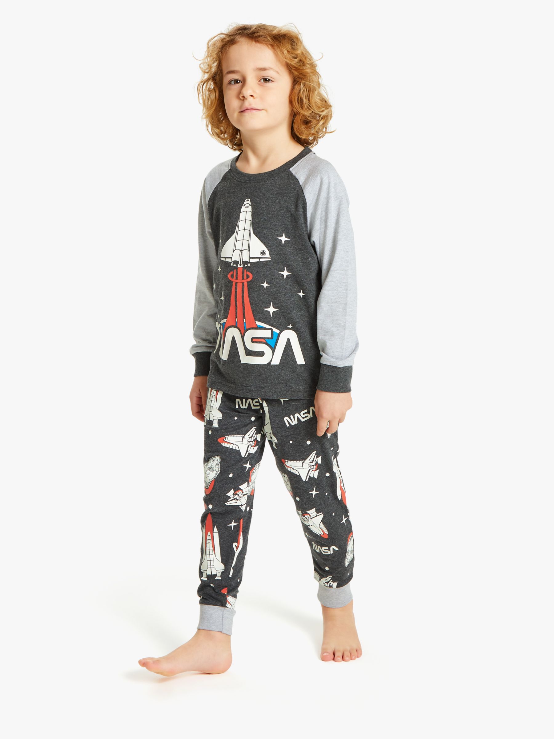 Image of John Lewis and Partners Boys NASA GlowInTheDark Print Pyjamas Multi
