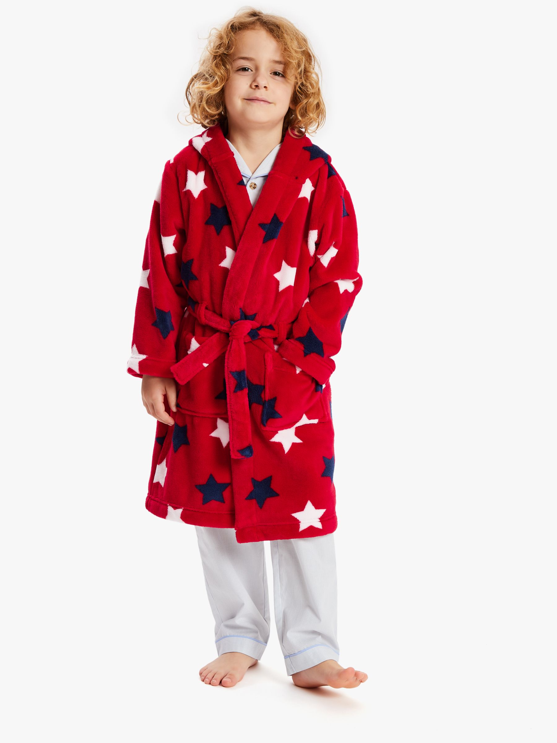 Image of John Lewis and Partners Boys Star Dressing Gown Red