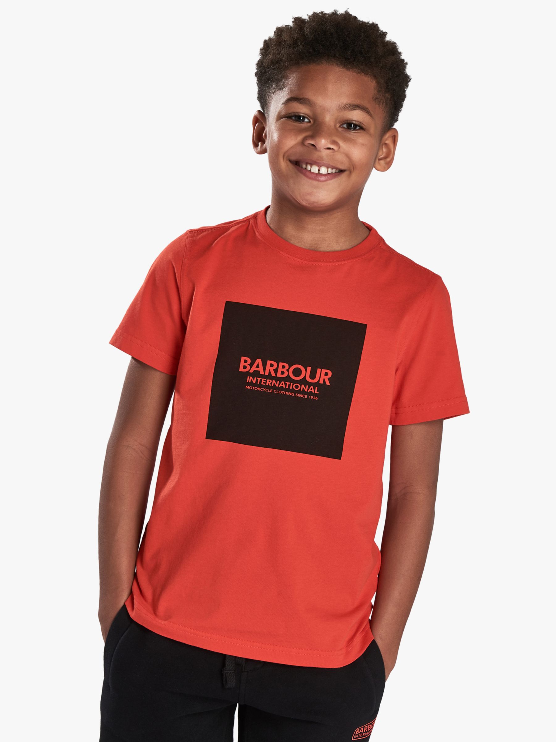 Image of Barbour International Boys Logo Cotton TShirt Red