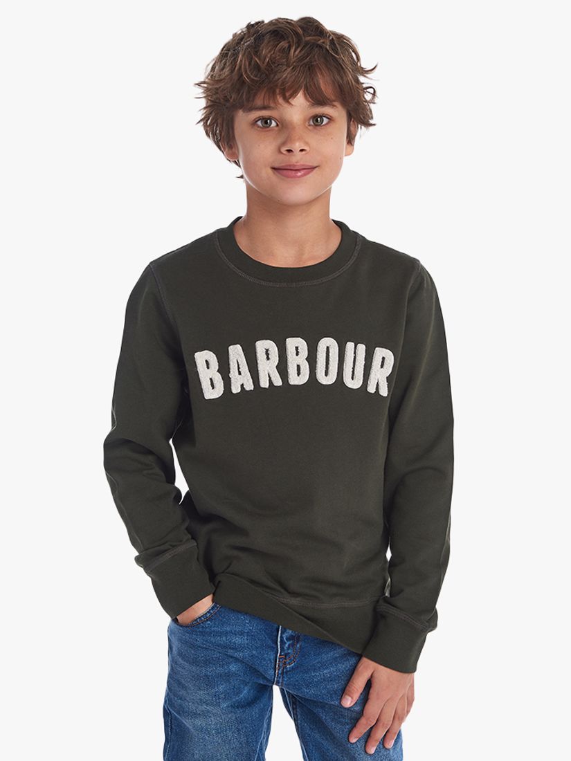 Image of Barbour Boys Prep Logo Sweatshirt Khaki