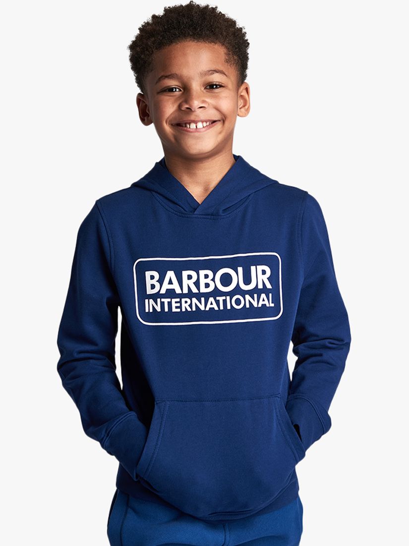 Image of Barbour International Boys Logo Hoodie Blue