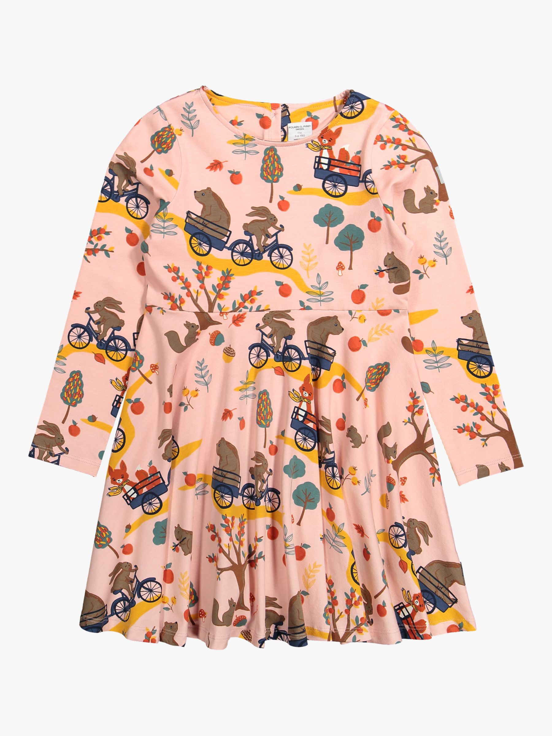 Image of Polarn O Pyret Childrens GOTS Organic Cotton Nordic Print Dress Pink