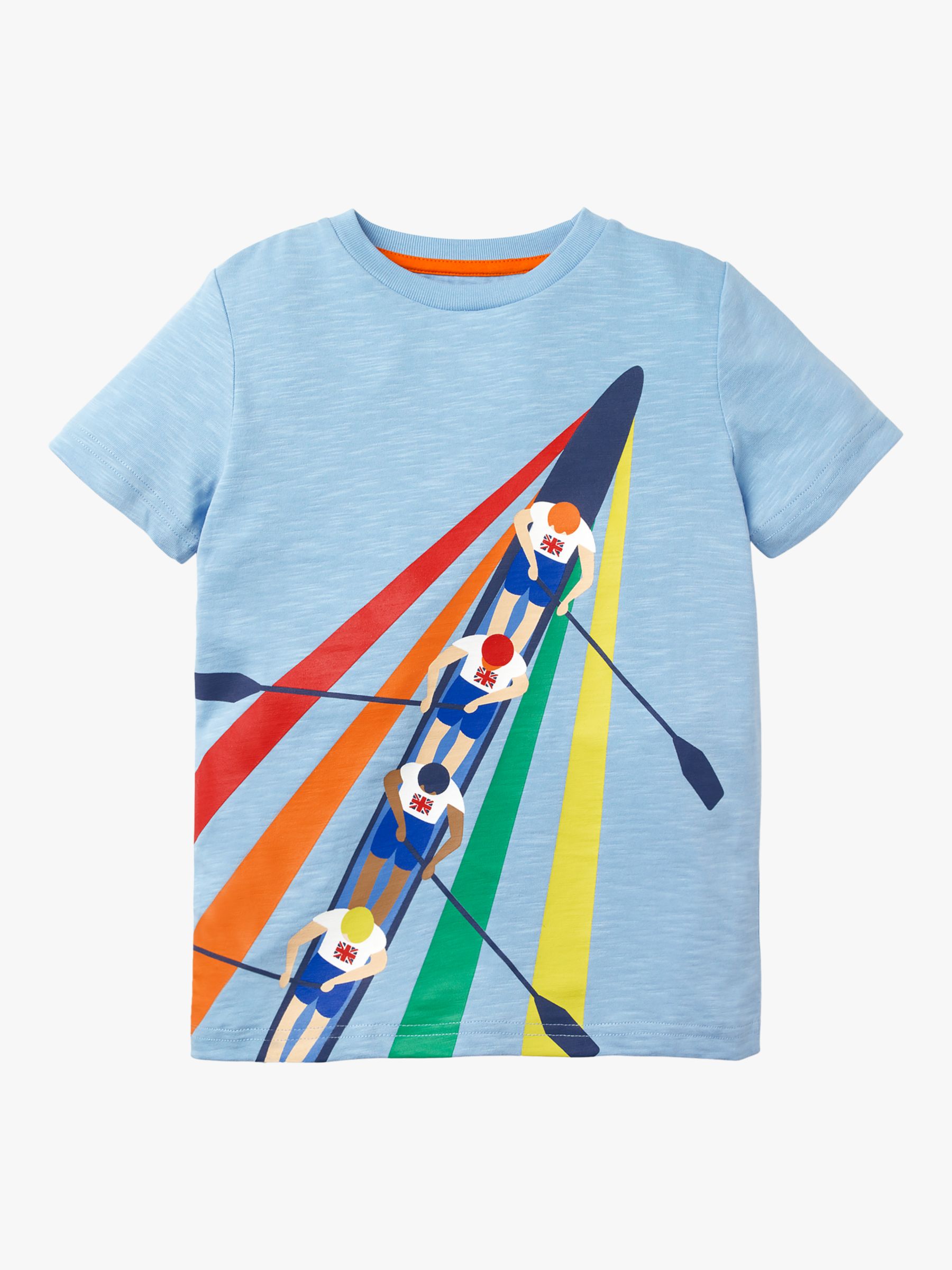Image of Mini Boden Boys Sporty Rowing Print TShirt Blue