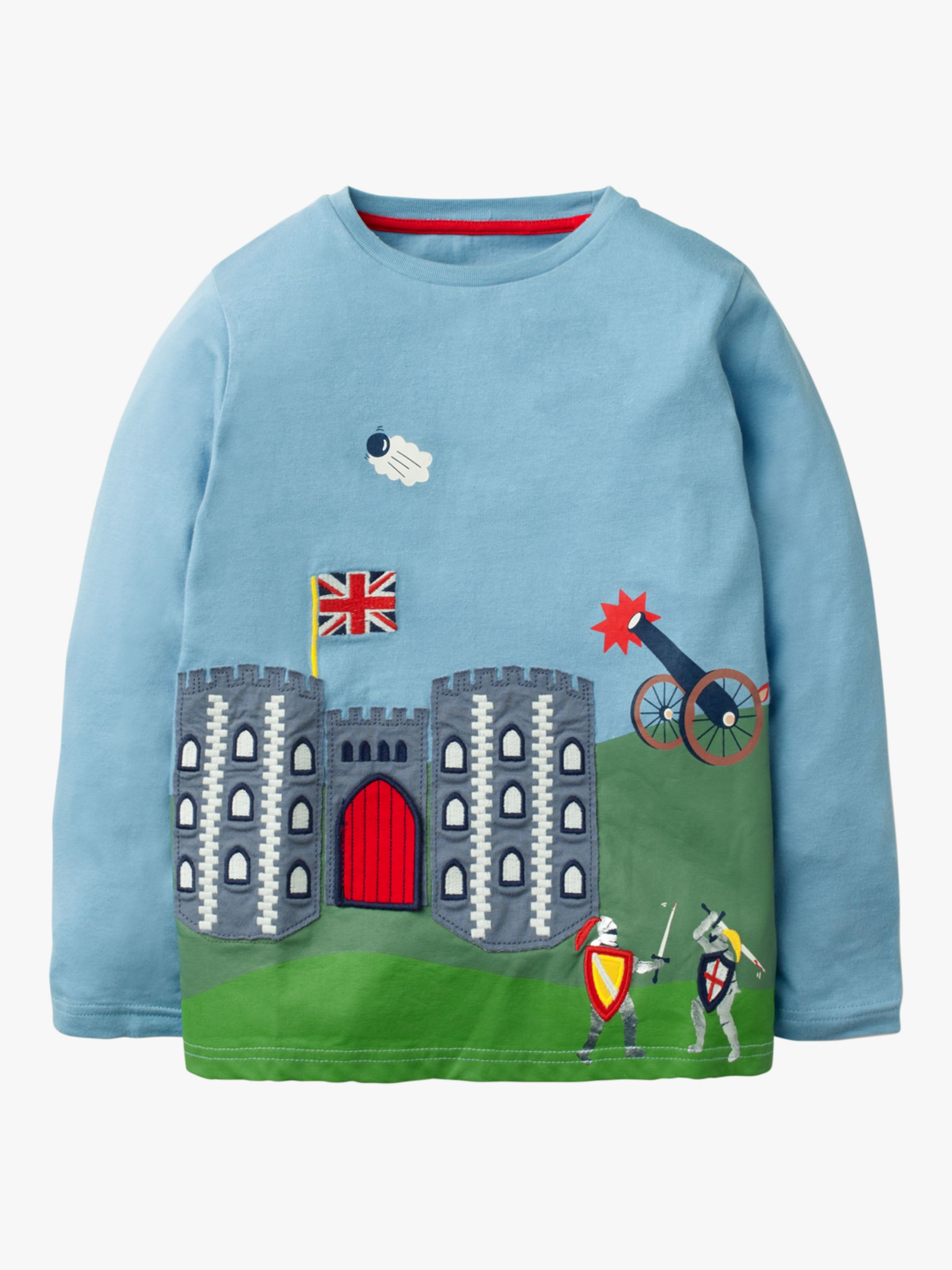 Image of Mini Boden Boys Medieval Castle TShirt Frosted Blue