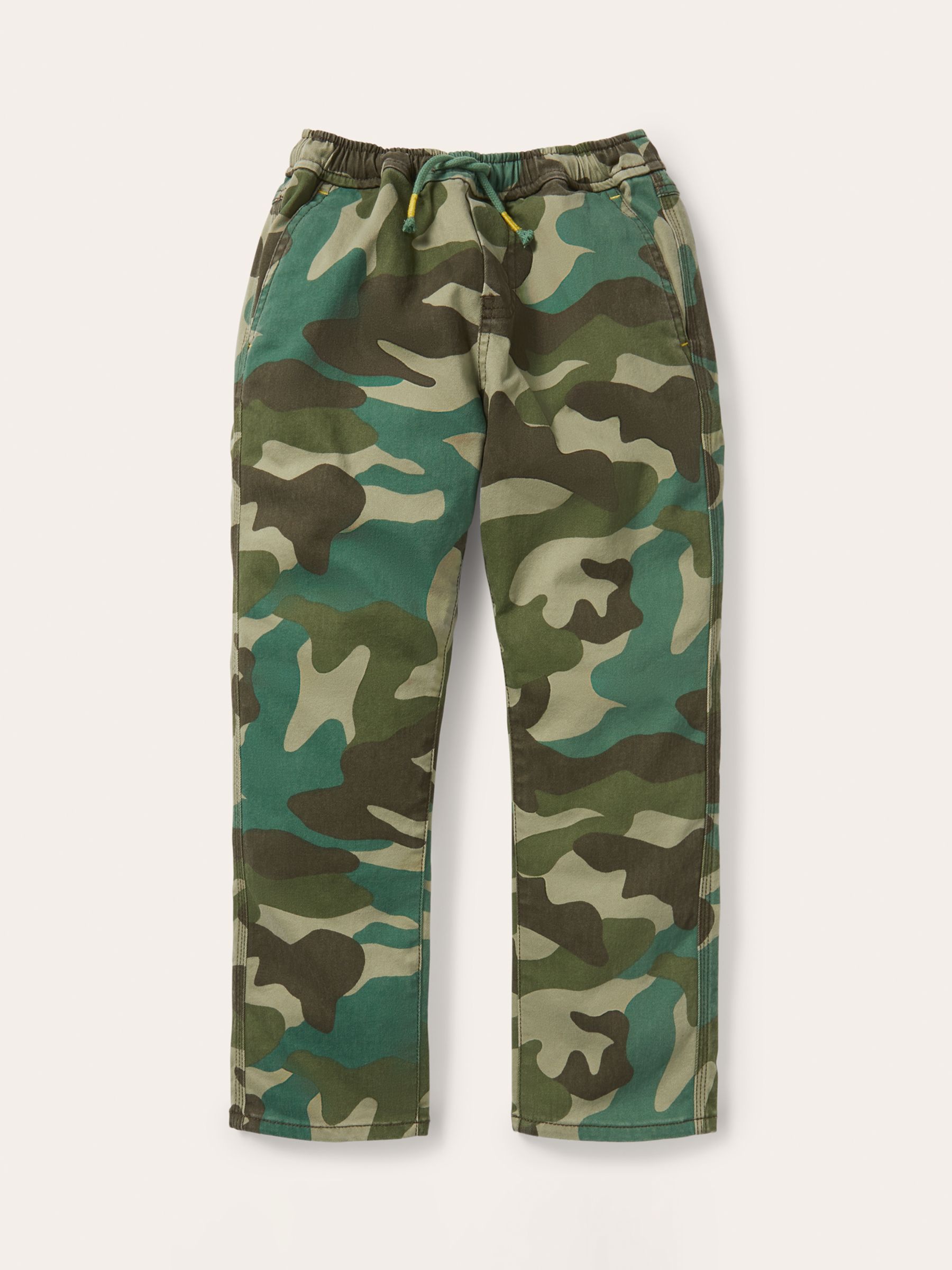 Image of Mini Boden Boys Relaxed Slim PullOn Trousers Green Camouflage