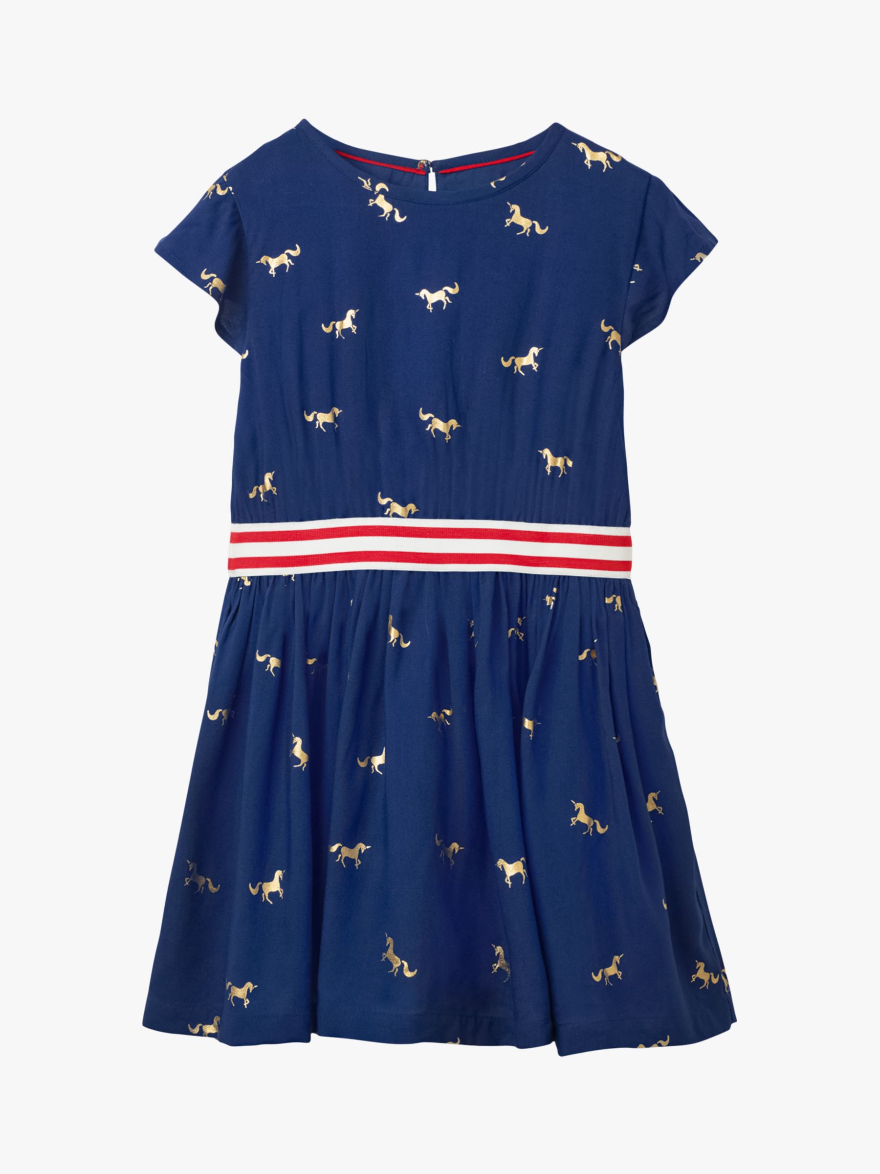 Image of Mini Boden Girls Foil Unicorn Dress Navy
