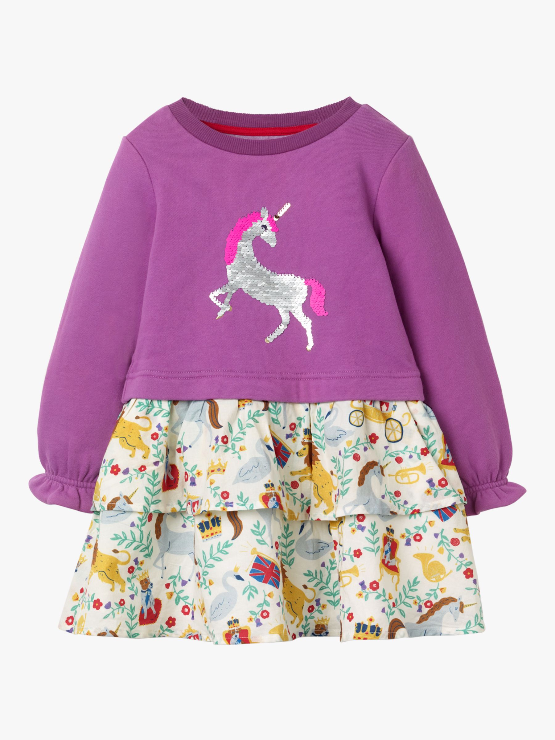 Image of Mini Boden Girls Sequin Colour Change Unicorn Dress Multi