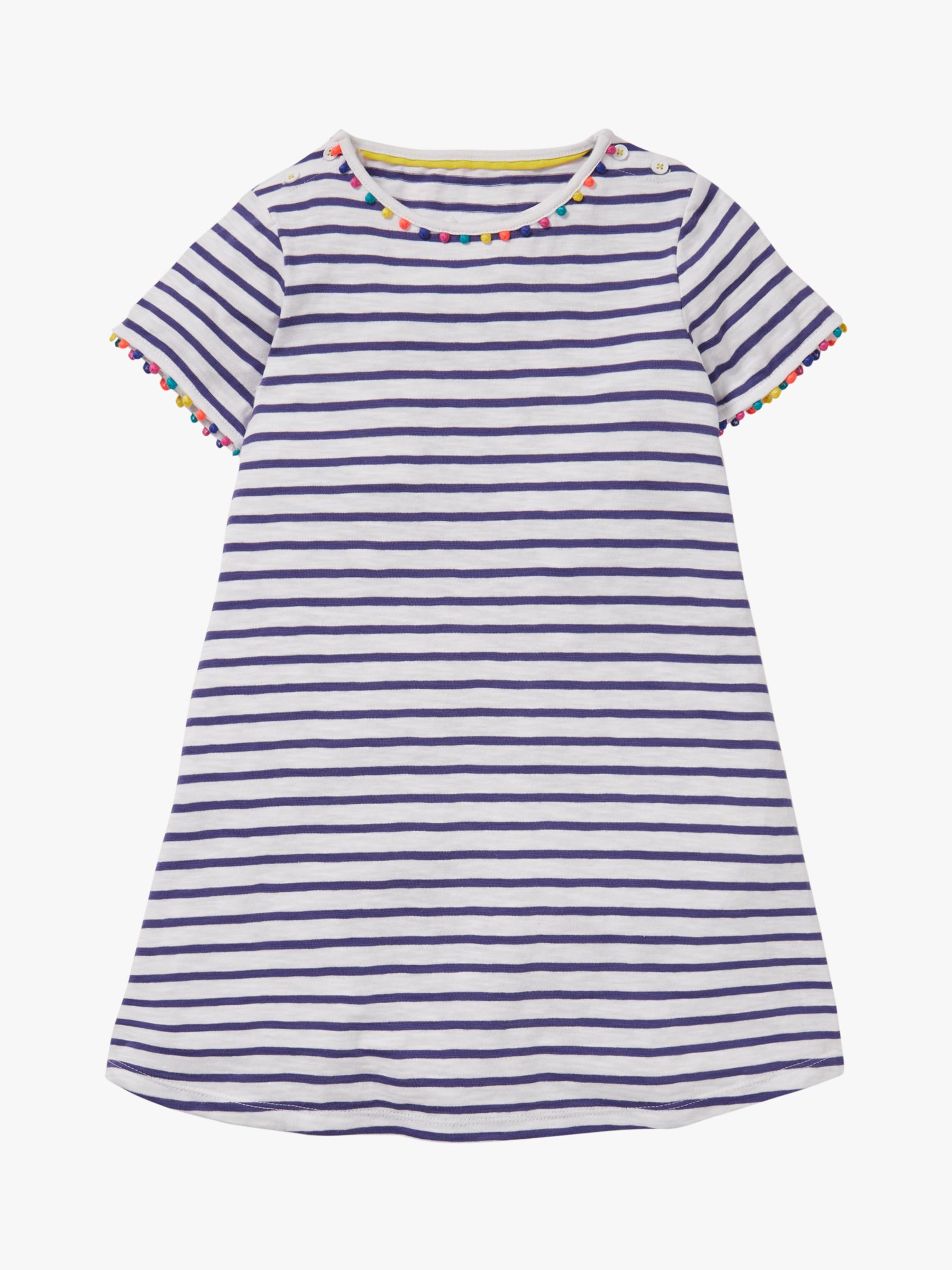 Image of Mini Boden Girls Mini Me Charlie Stripe Jersey Dress Violet NavyIvory
