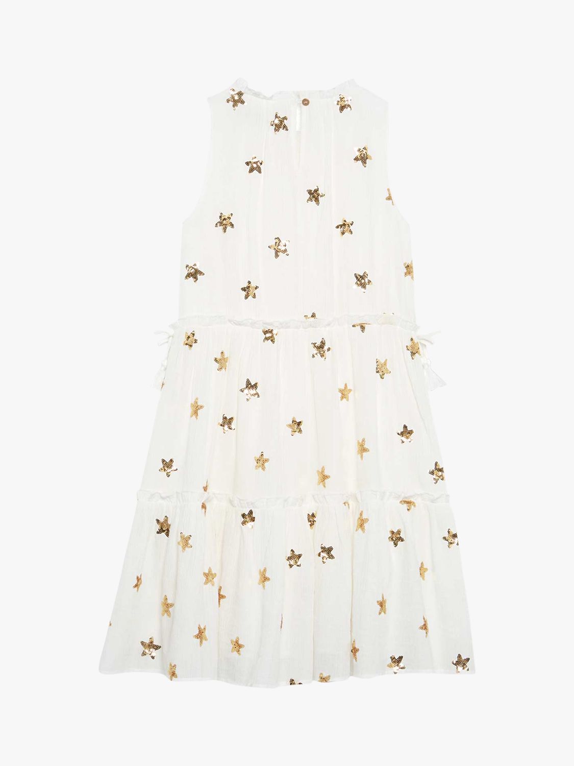 Image of Mintie by Mint Velvet Girls Sequin Star Tiered Party Dress Ivory