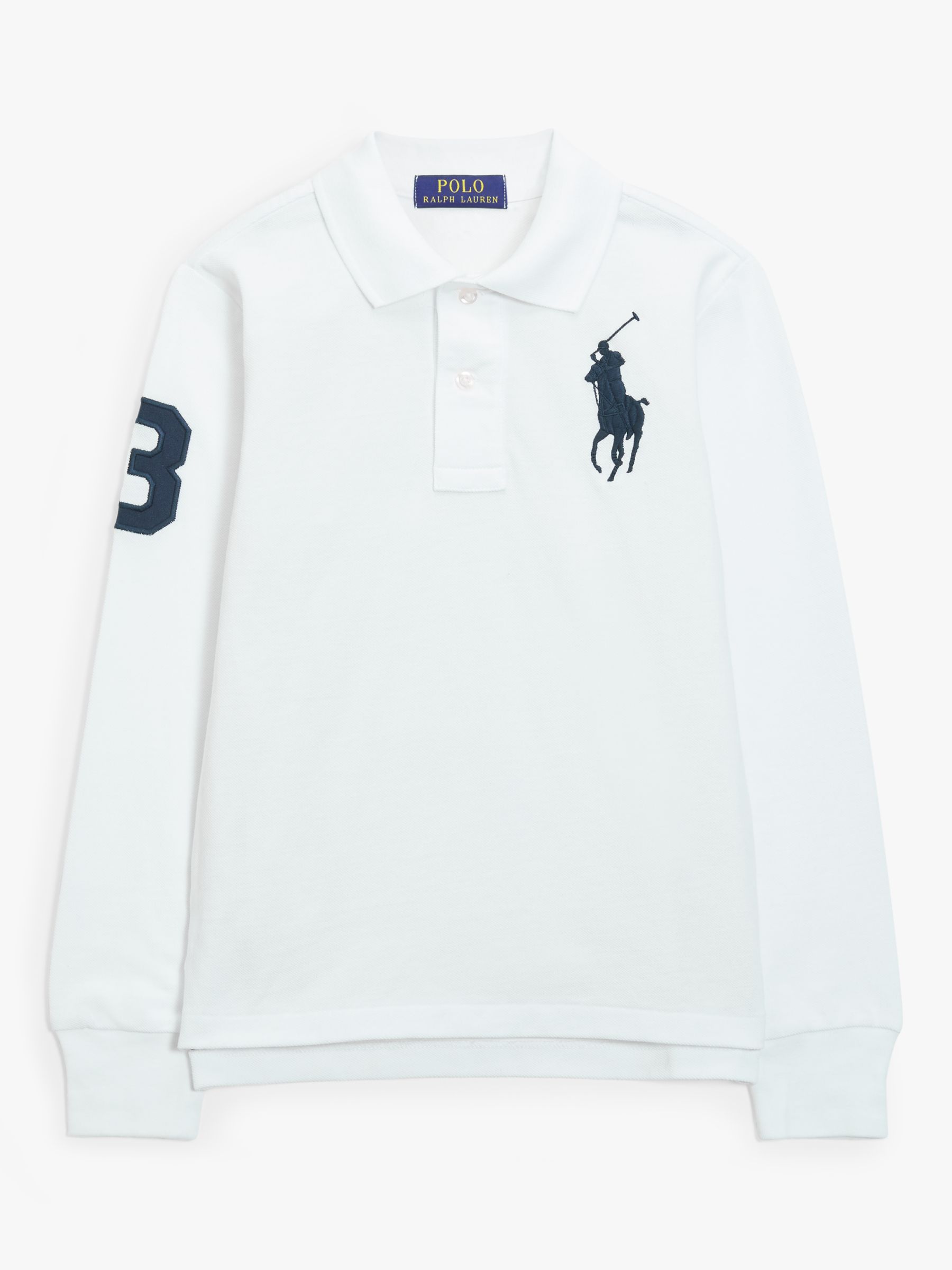 Image of Polo Ralph Lauren Boys Mesh Polo Long Sleeve Shirt White