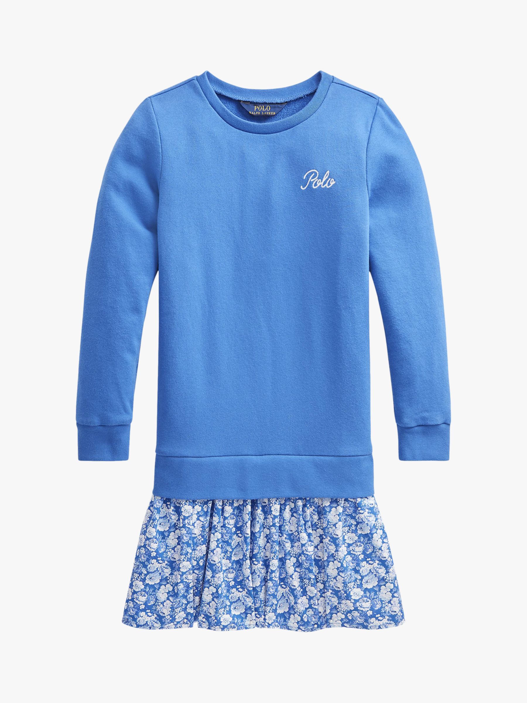 Image of Polo Ralph Lauren Girls Knit Woven Dress Blue