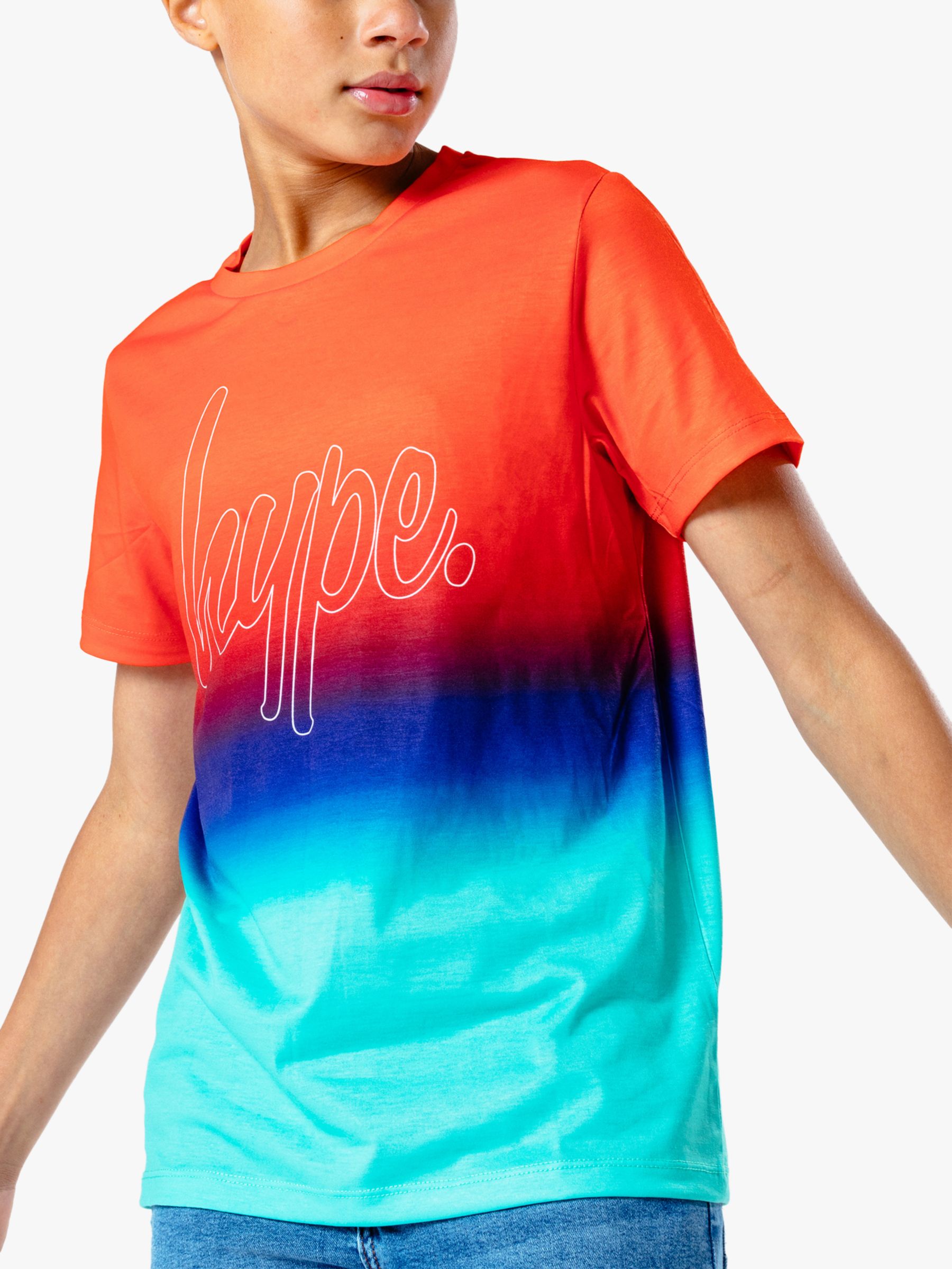 Image of Hype Boys Ombre Print Logo Typography Tee OrangeMulti