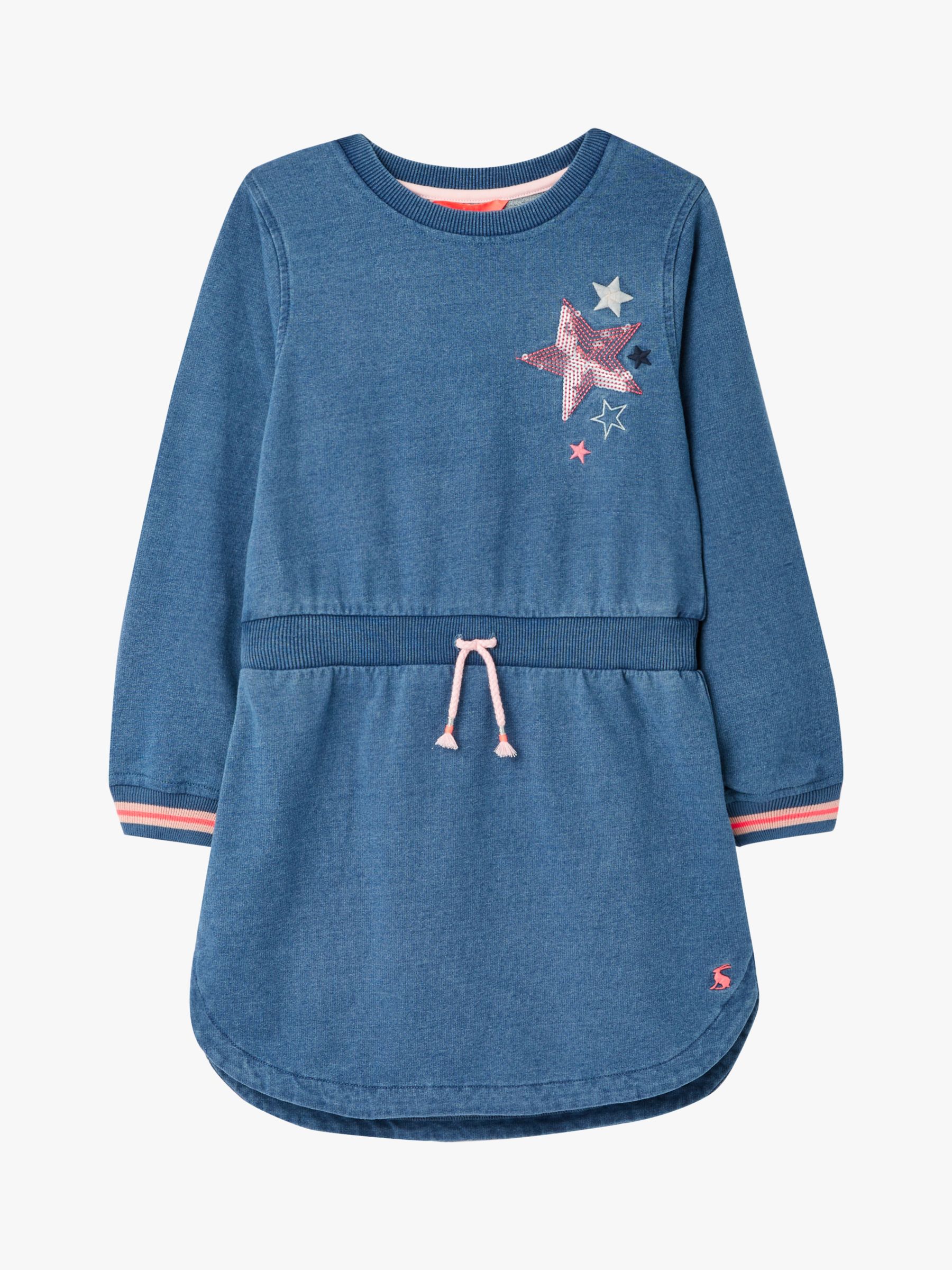 Image of Little Joule Girls Millie Sweatshirt Dress Denim Blue