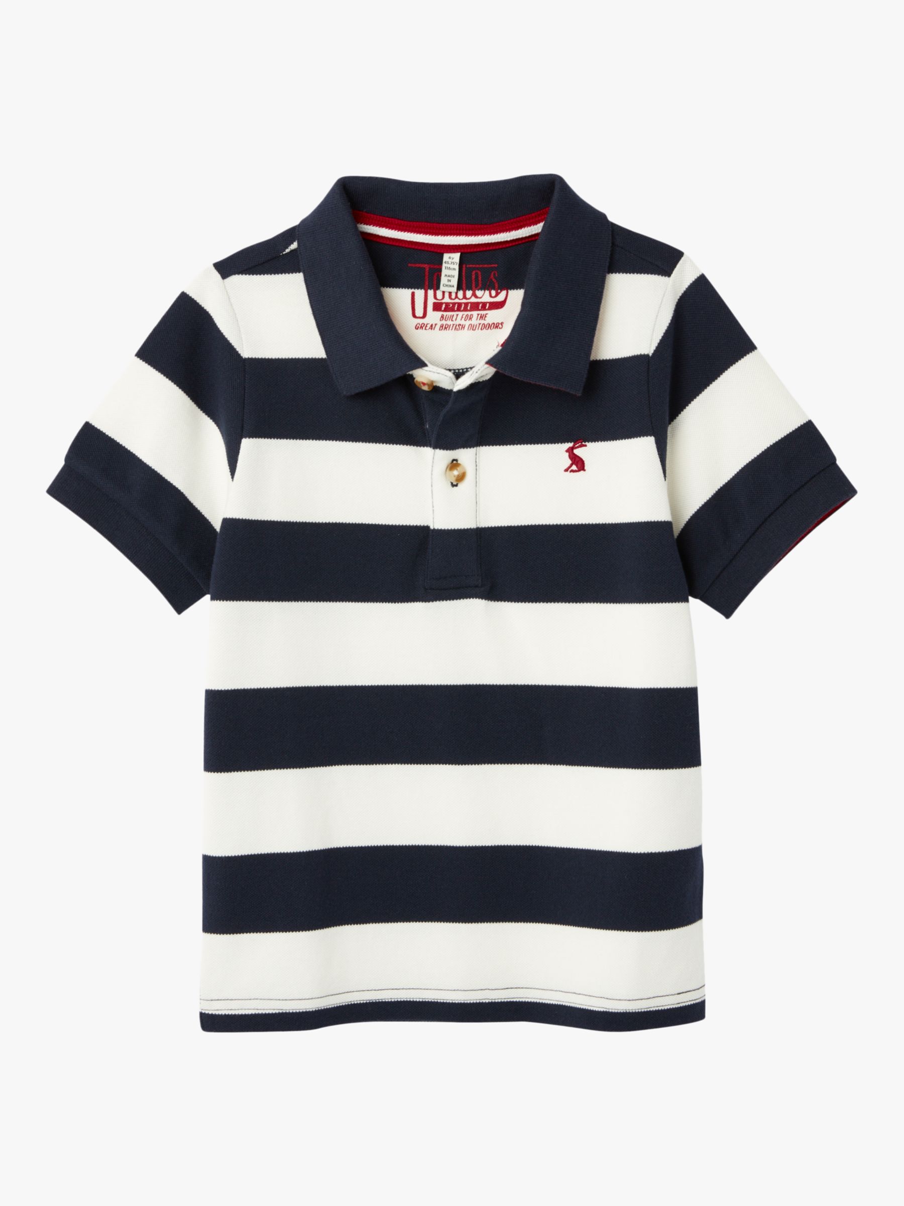 Image of Little Joule Boys Filbert Stripe Polo Shirt WhiteNavy