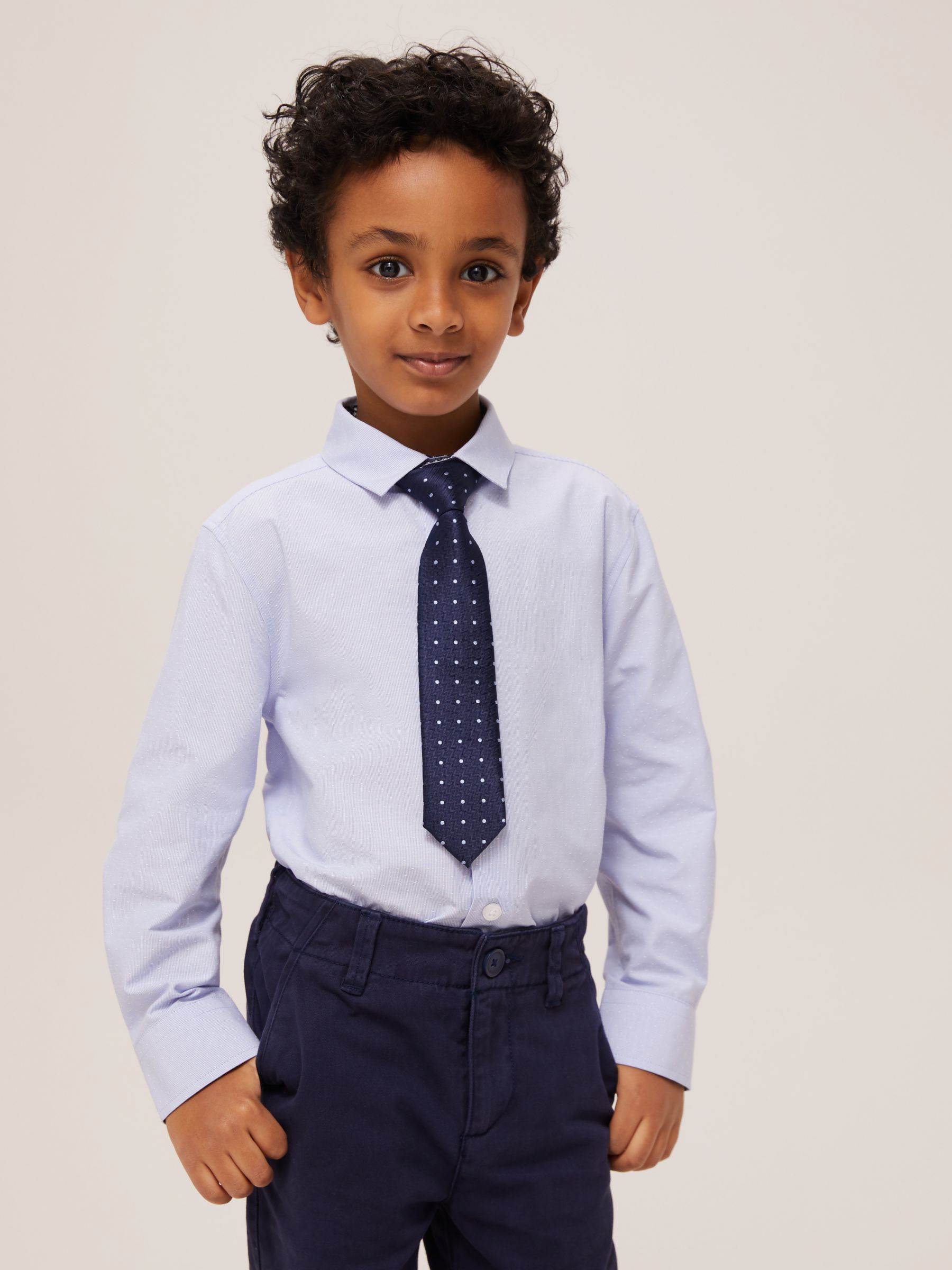 Image of John Lewis and Partners Heirloom Collection Boys Dobby Stripe Shirt Blue