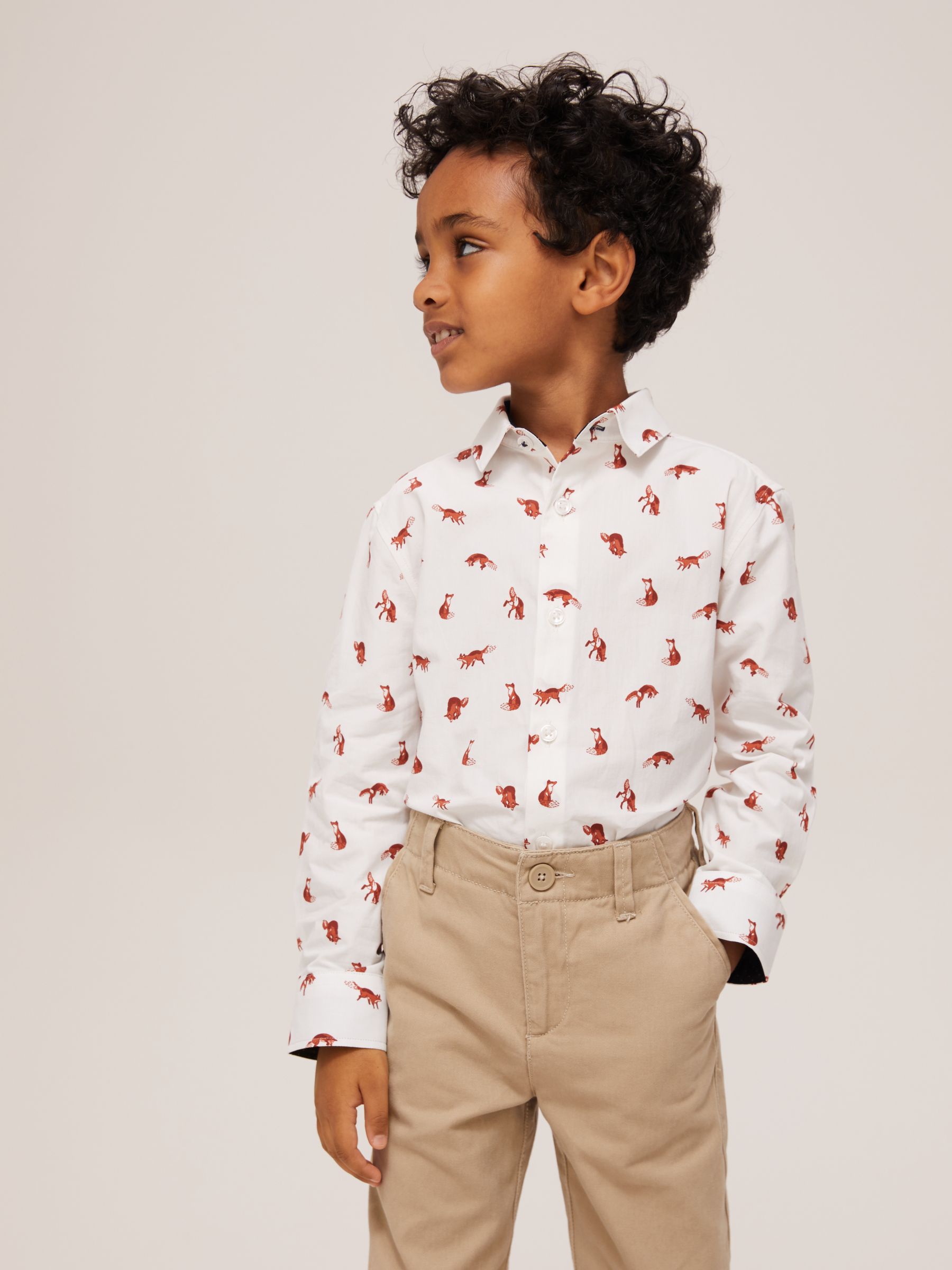 Image of John Lewis and Partners Heirloom Collection Boys Fox Print Shirt Multi