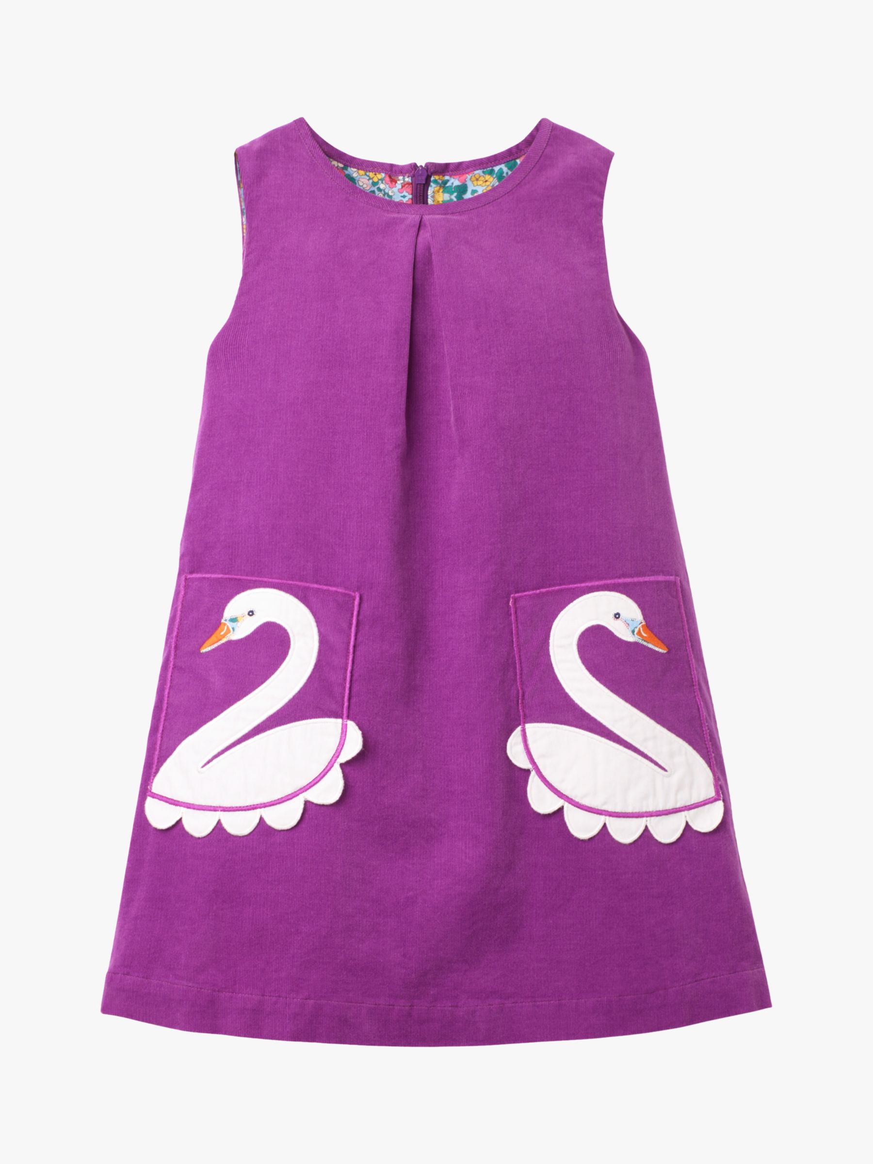 Image of Mini Boden Girls Appliqu Cord Pinafore Dress Light Clover Swan