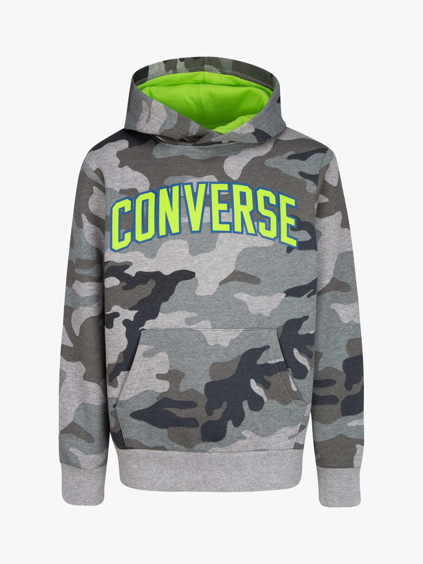 Image of Converse Boys Logo Camouflage Hoodie Dark Grey