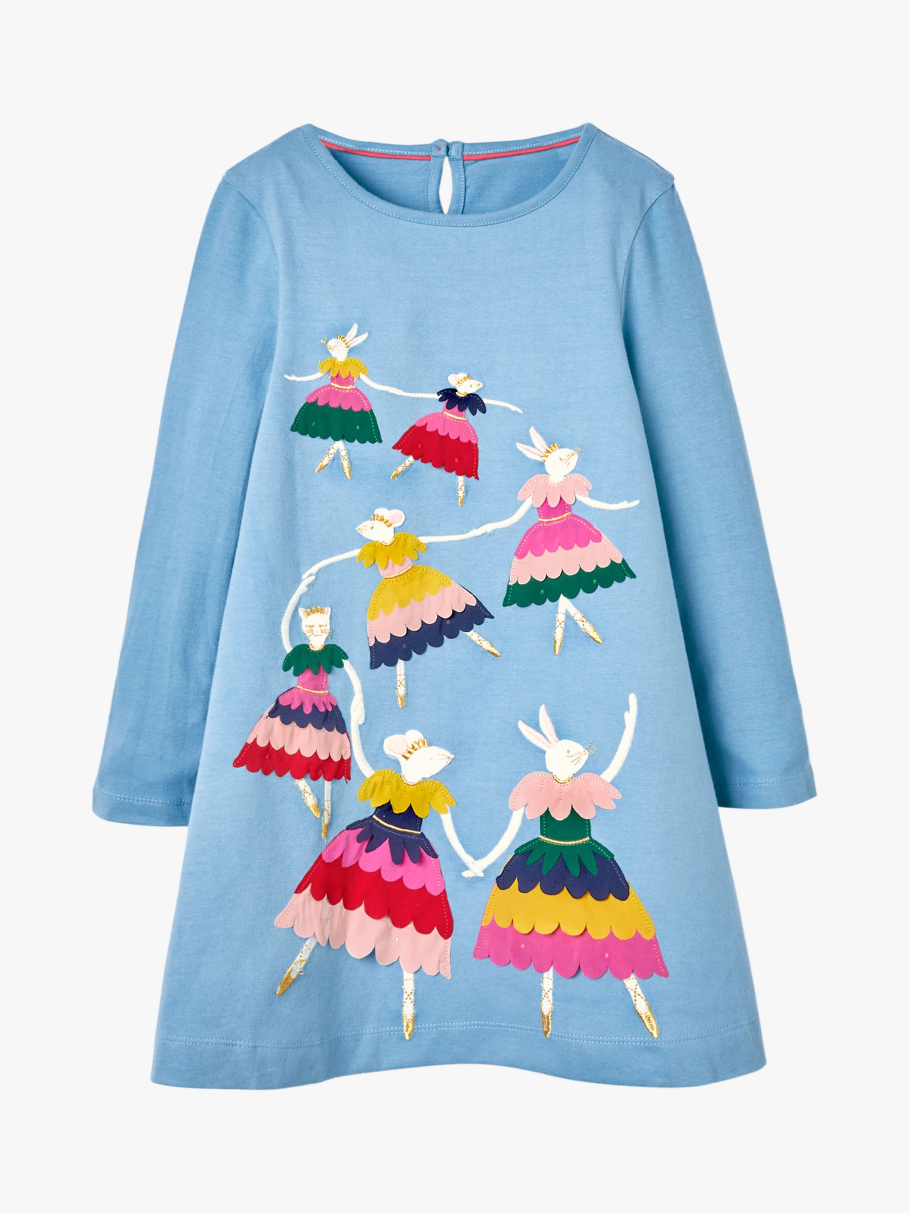 Image of Mini Boden Girls Bunny Ballerina Appliqu Dress Frost Blue